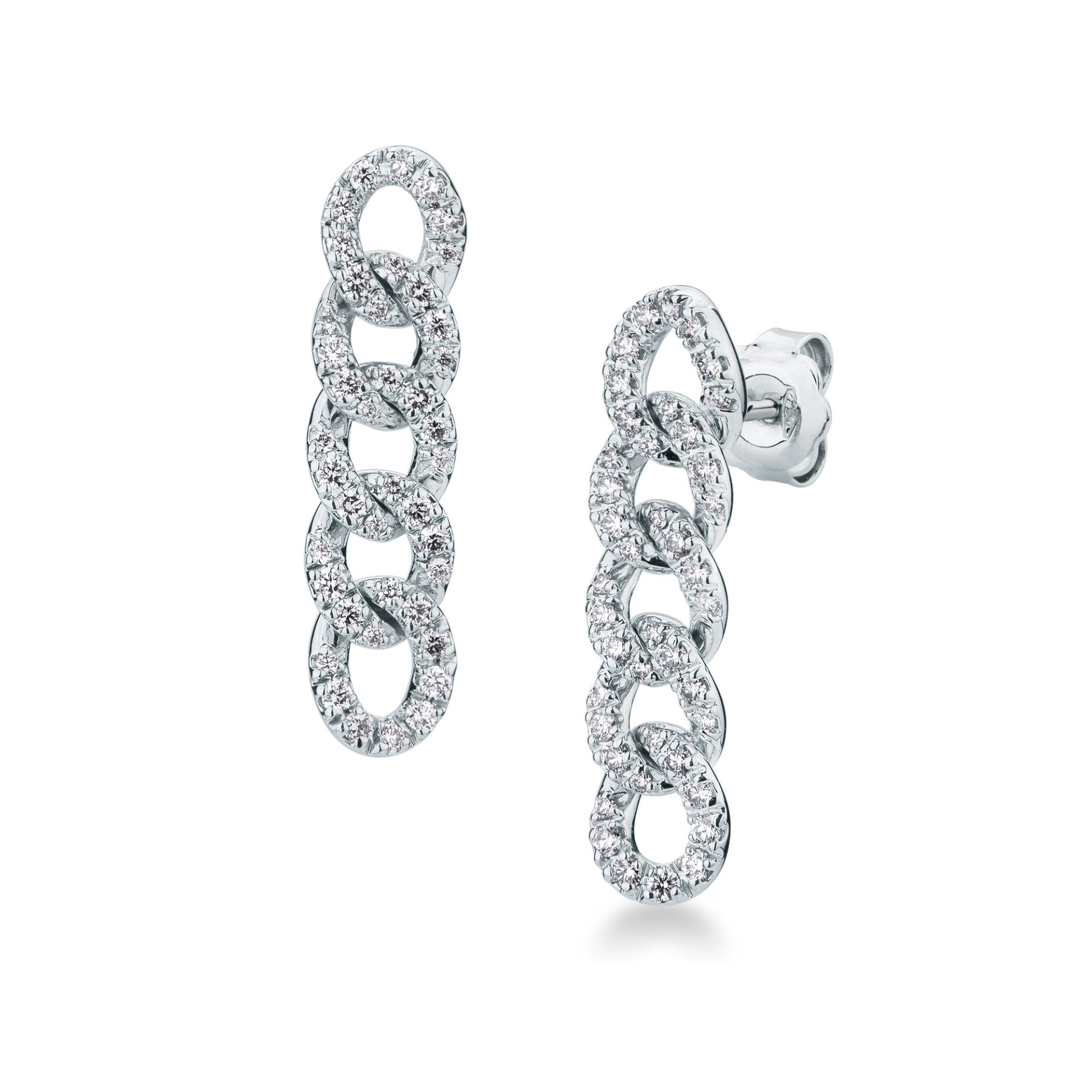 Paio Orecchini a scatto con Diamante in Oro Bianco