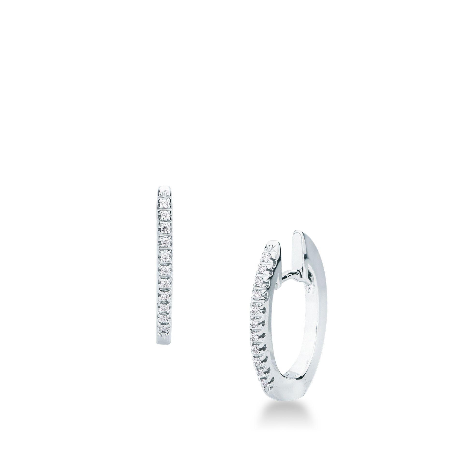 Pareja de pendientes de ballestilla con diamante en oro blanco