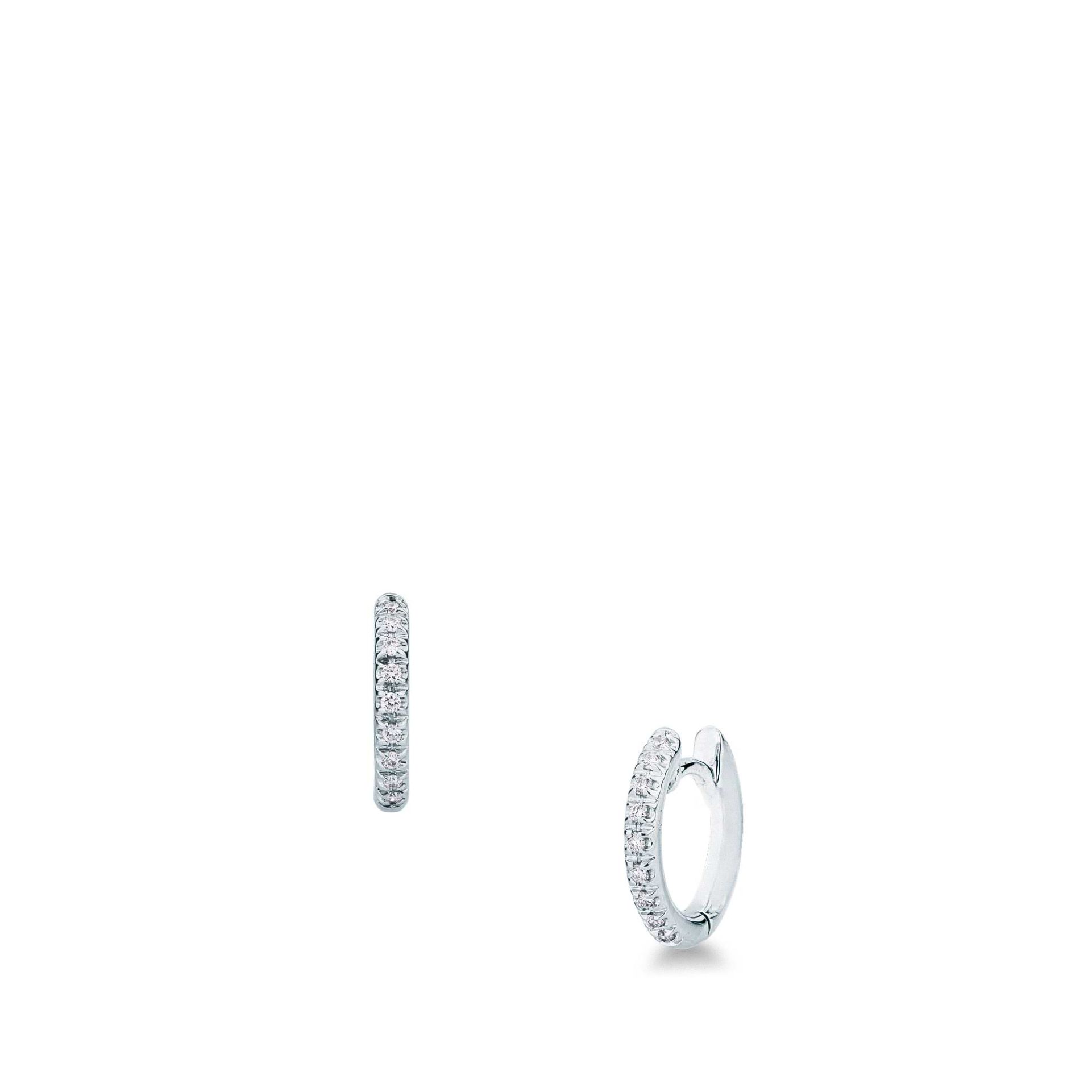 Paio Orecchini a scatto con Diamante in Oro Bianco
