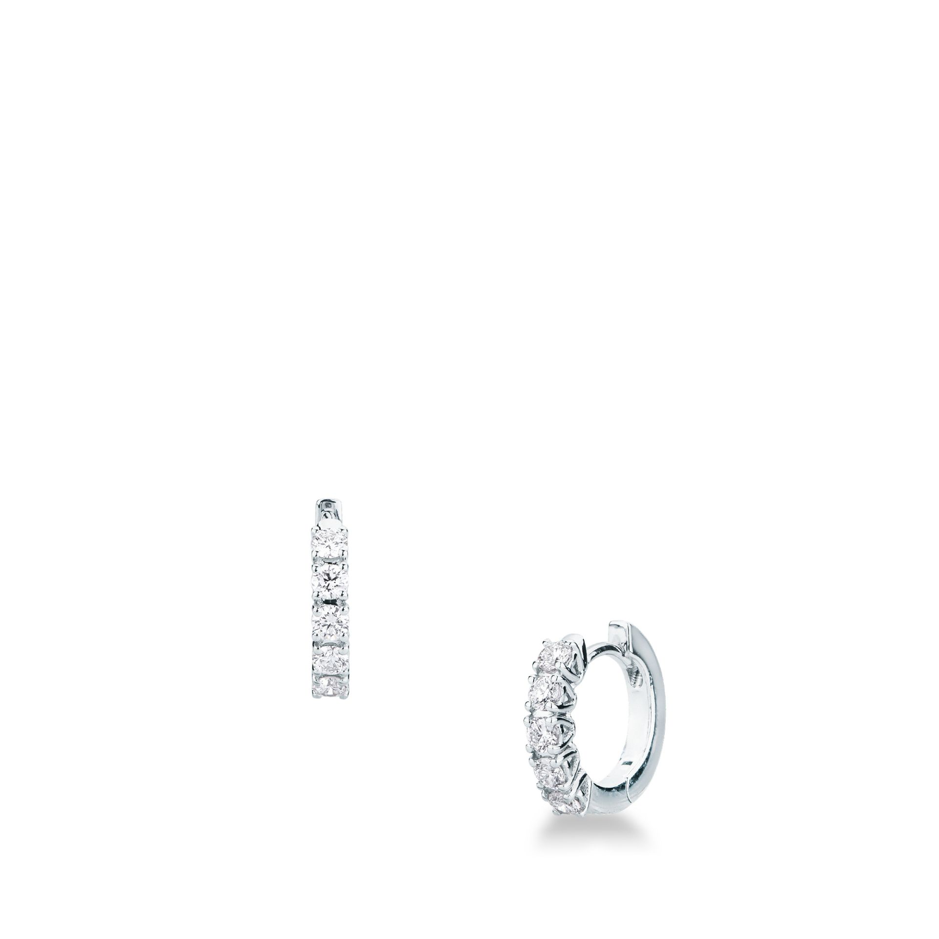 Pareja de pendientes de ballestilla con diamante en oro blanco