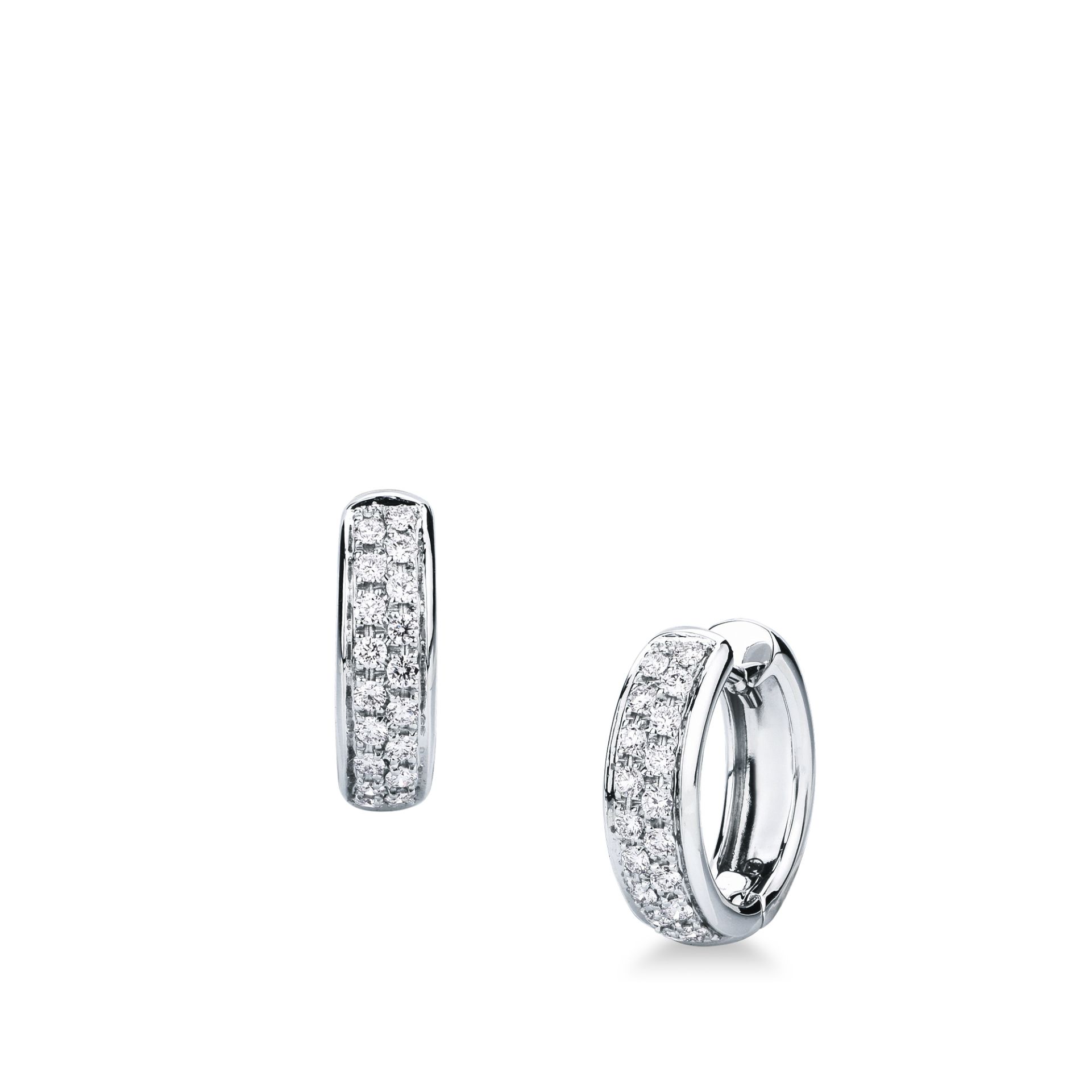 Paio Orecchini a scatto con Diamante in Oro Bianco