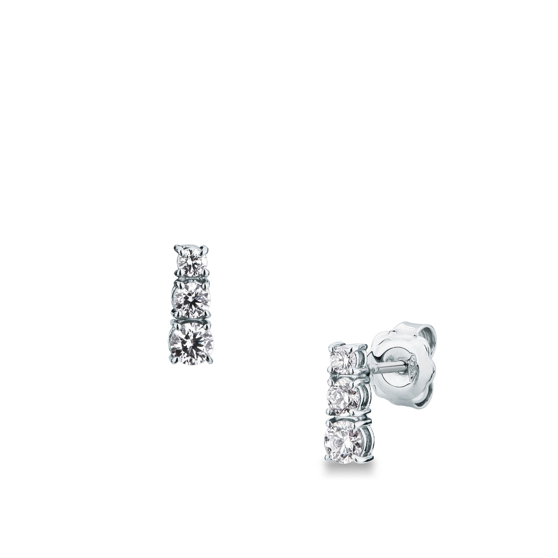 Pareja de pendientes de ballestilla con diamante en oro blanco