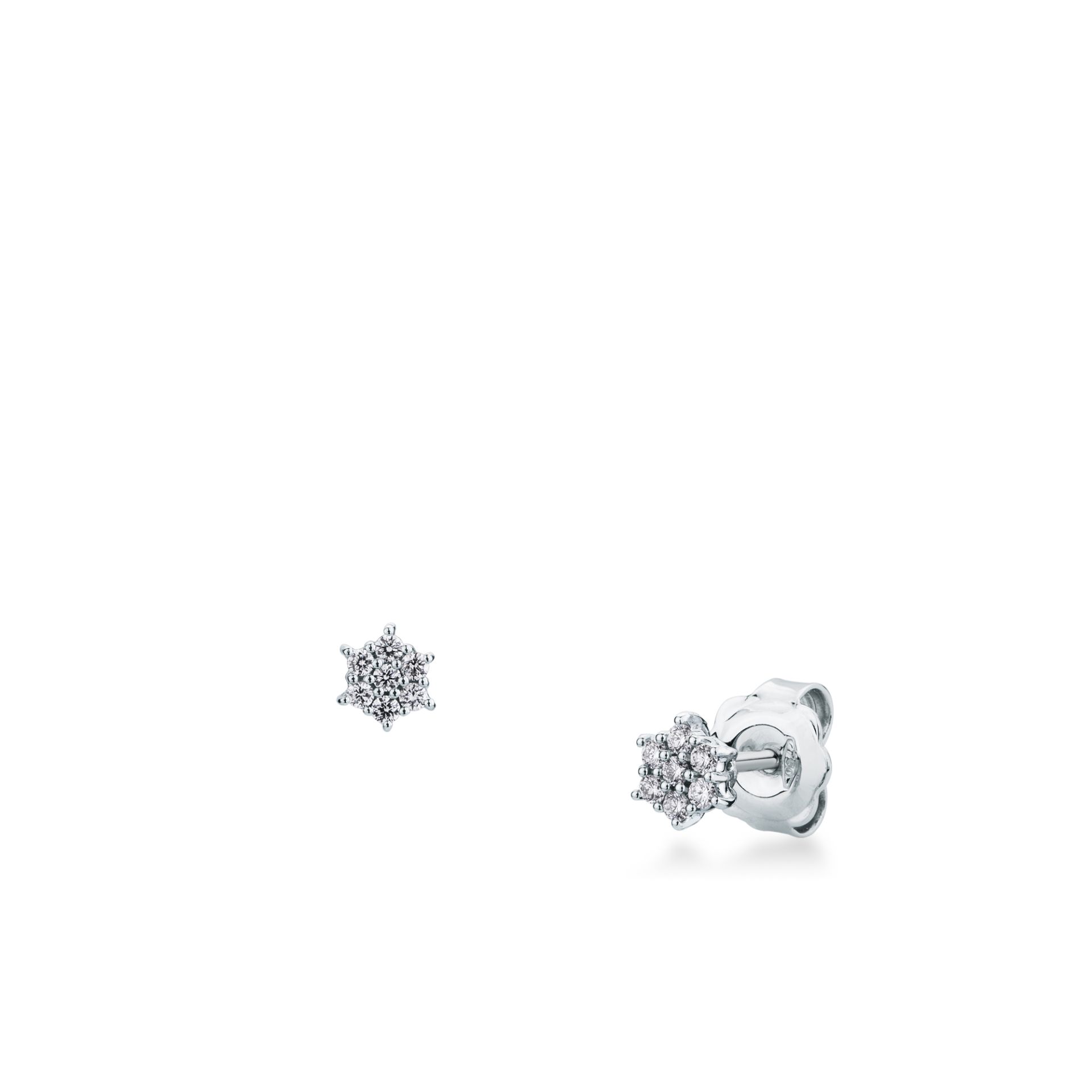 Pareja de pendientes de ballestilla con diamante en oro blanco