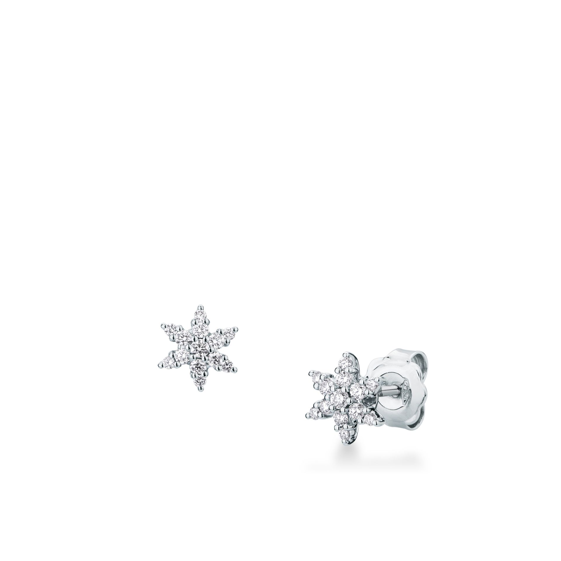 Pareja de pendientes de ballestilla con diamante en oro blanco