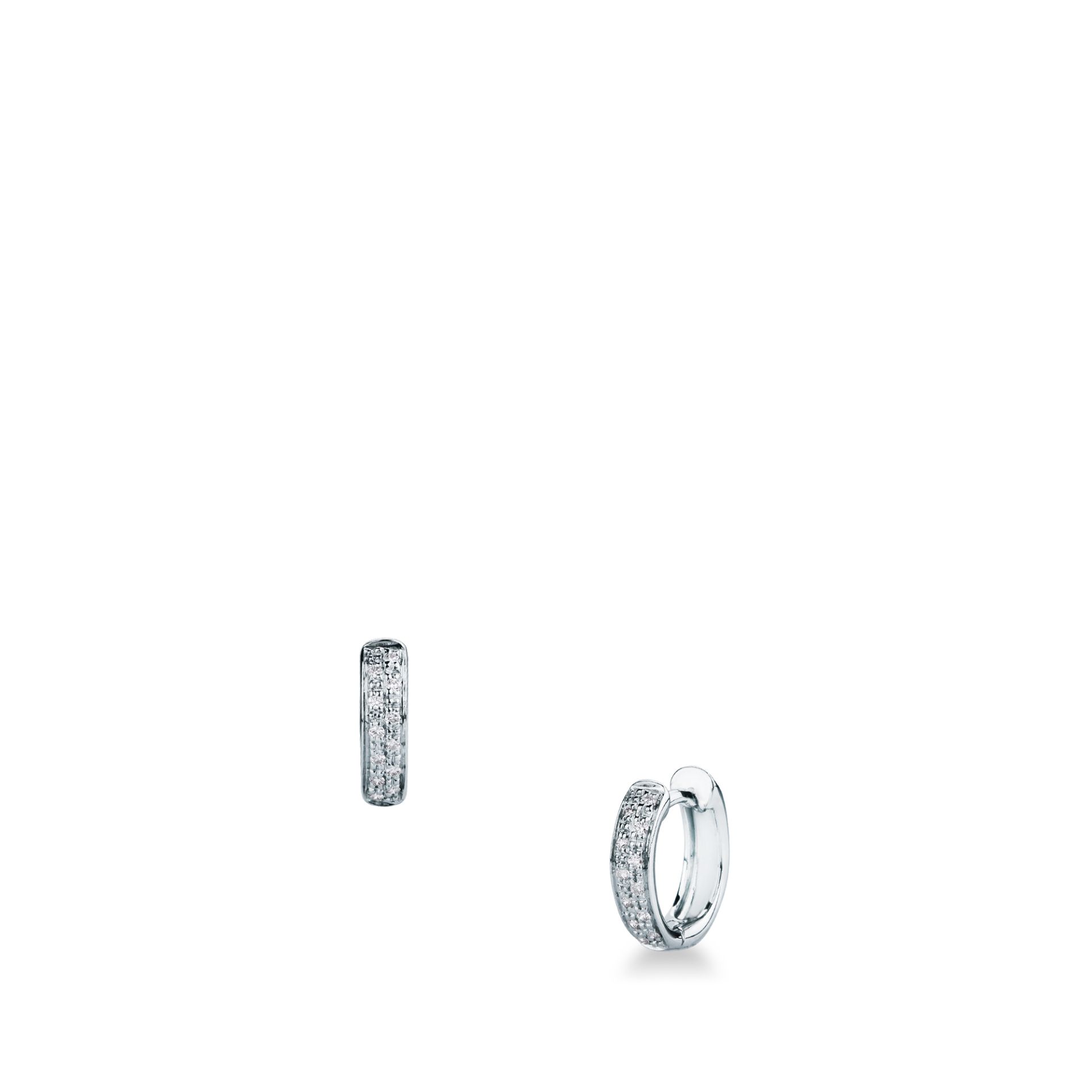 Paio Orecchini a scatto con Diamante in Oro Bianco