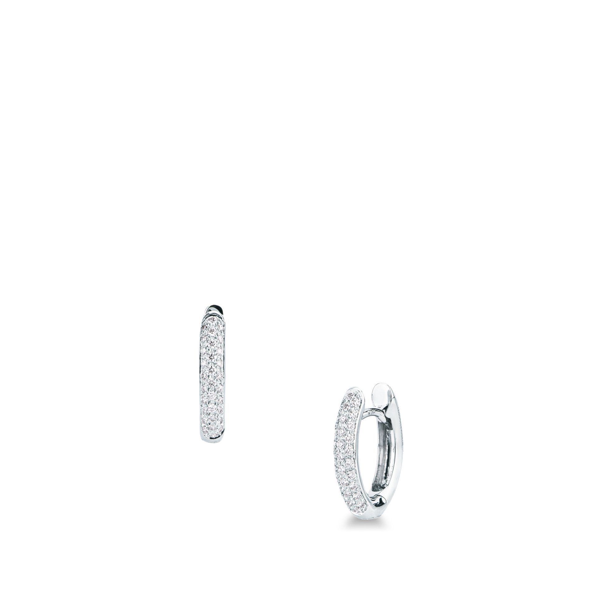 Paio Orecchini a scatto con Diamante in Oro Bianco