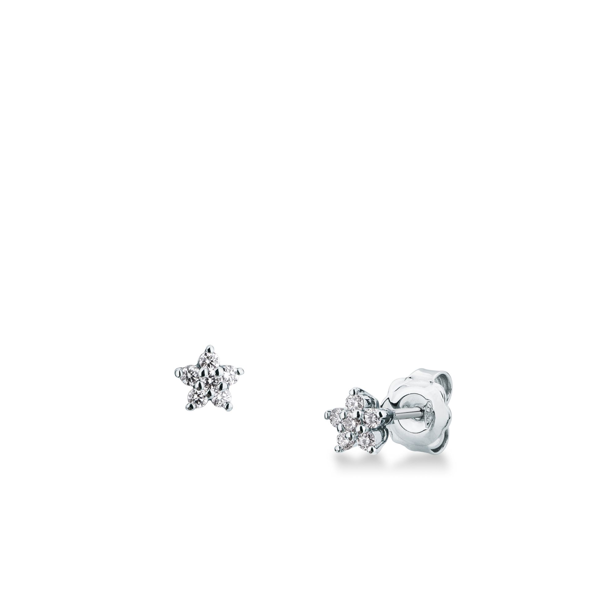 Paio Orecchini a scatto con Diamante in Oro Bianco