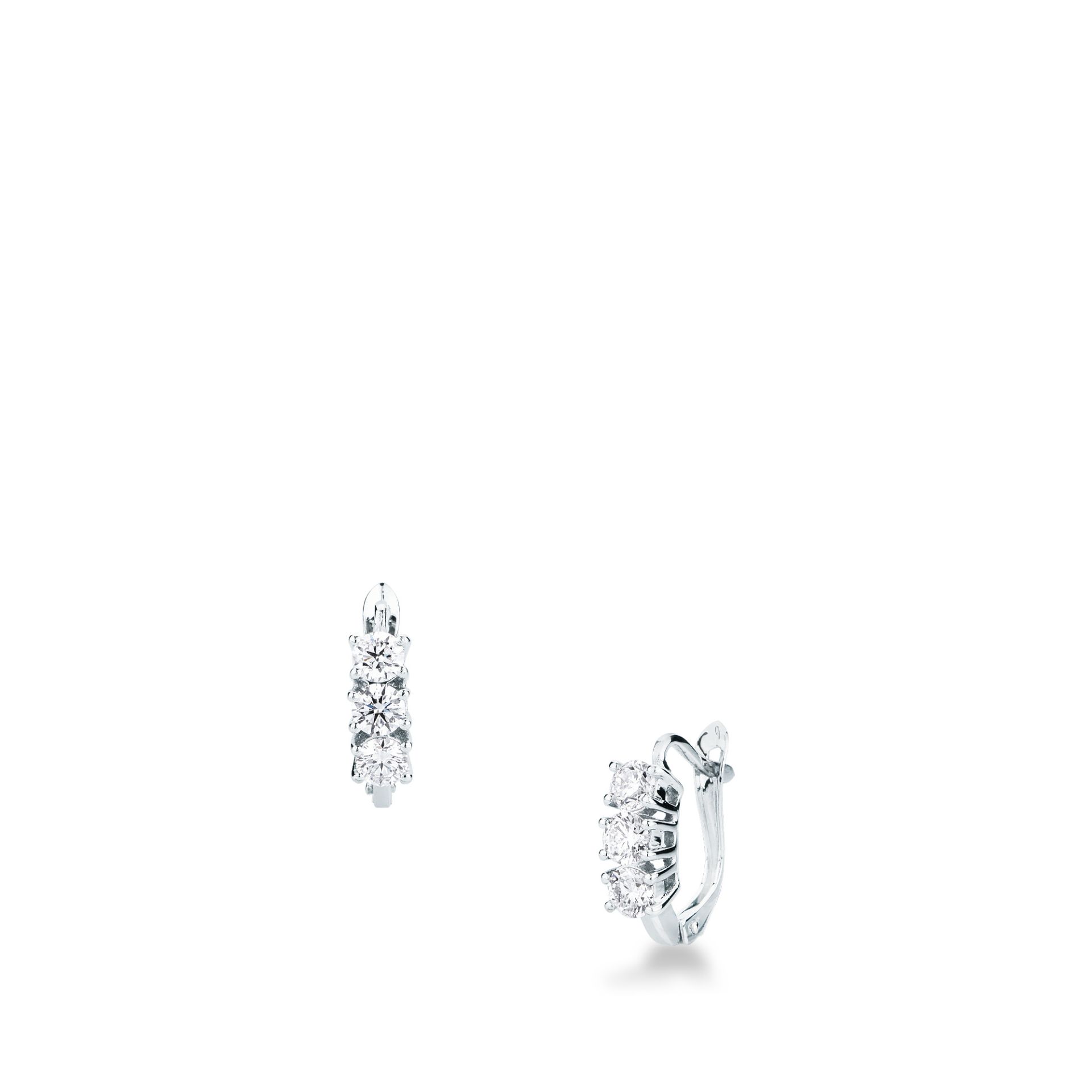 Pareja de pendientes gancho con muelle con diamante en oro blanco