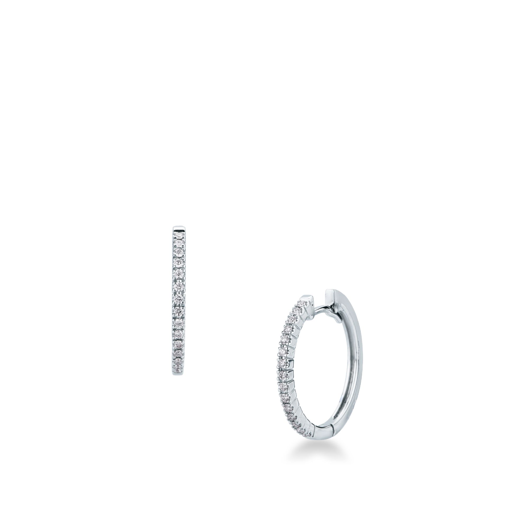 Pareja de pendientes de ballestilla con diamante en oro blanco