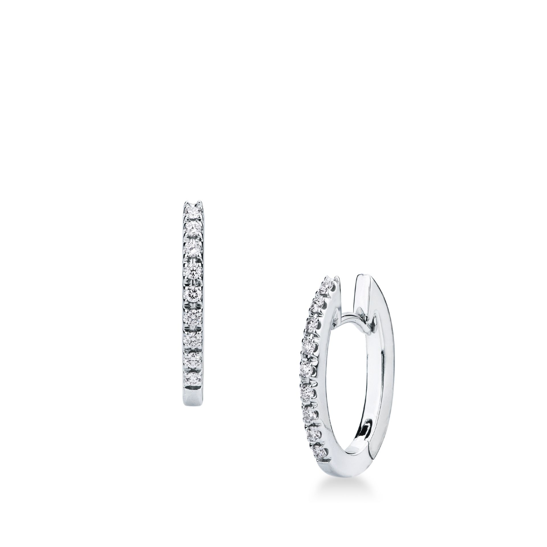 Pareja de pendientes de ballestilla con diamante en oro blanco