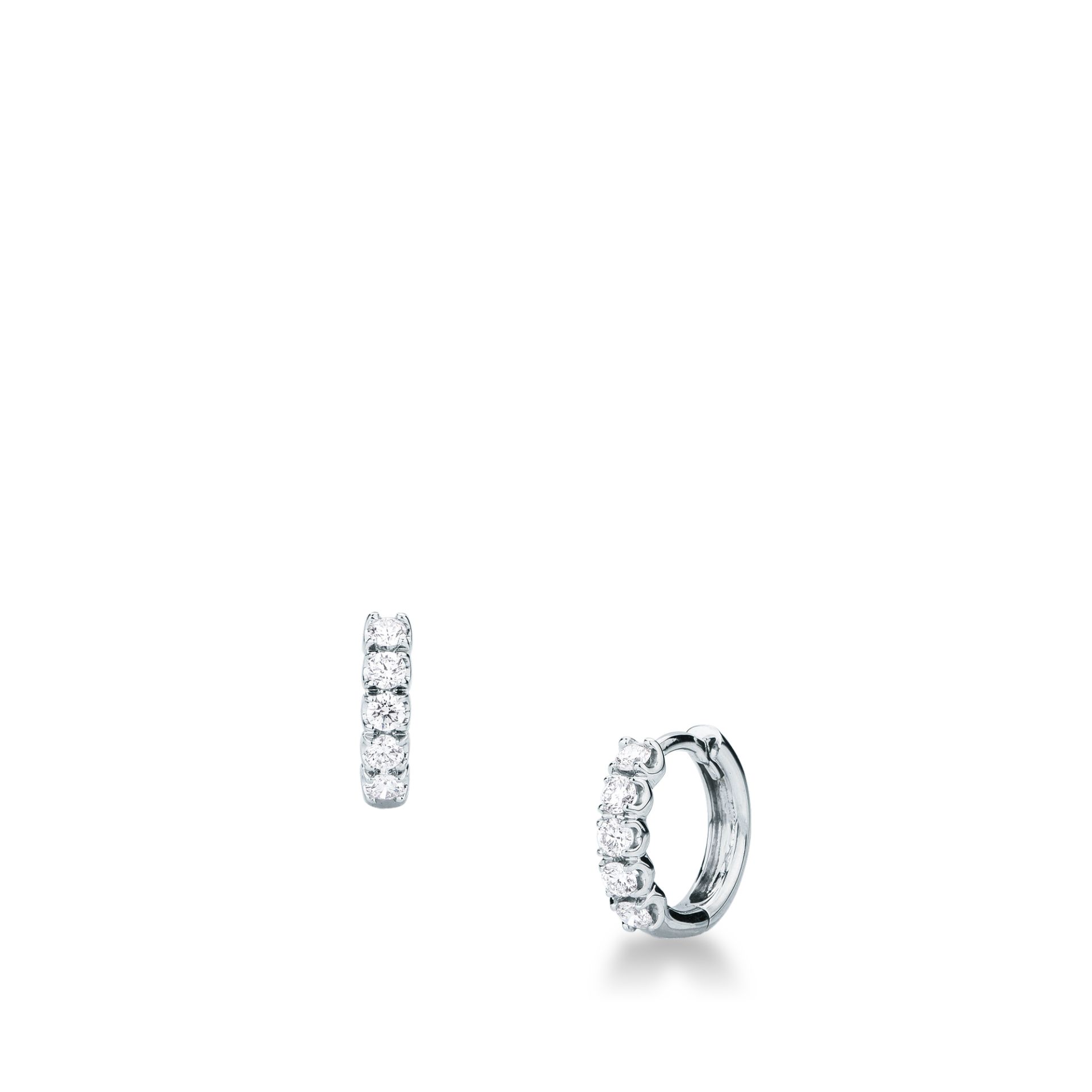 Pareja de pendientes de ballestilla con diamante en oro blanco