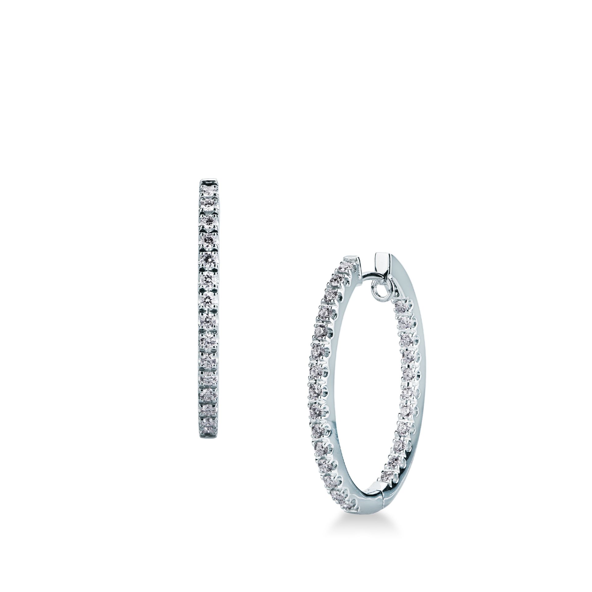 Pareja de pendientes de ballestilla con diamante en oro blanco