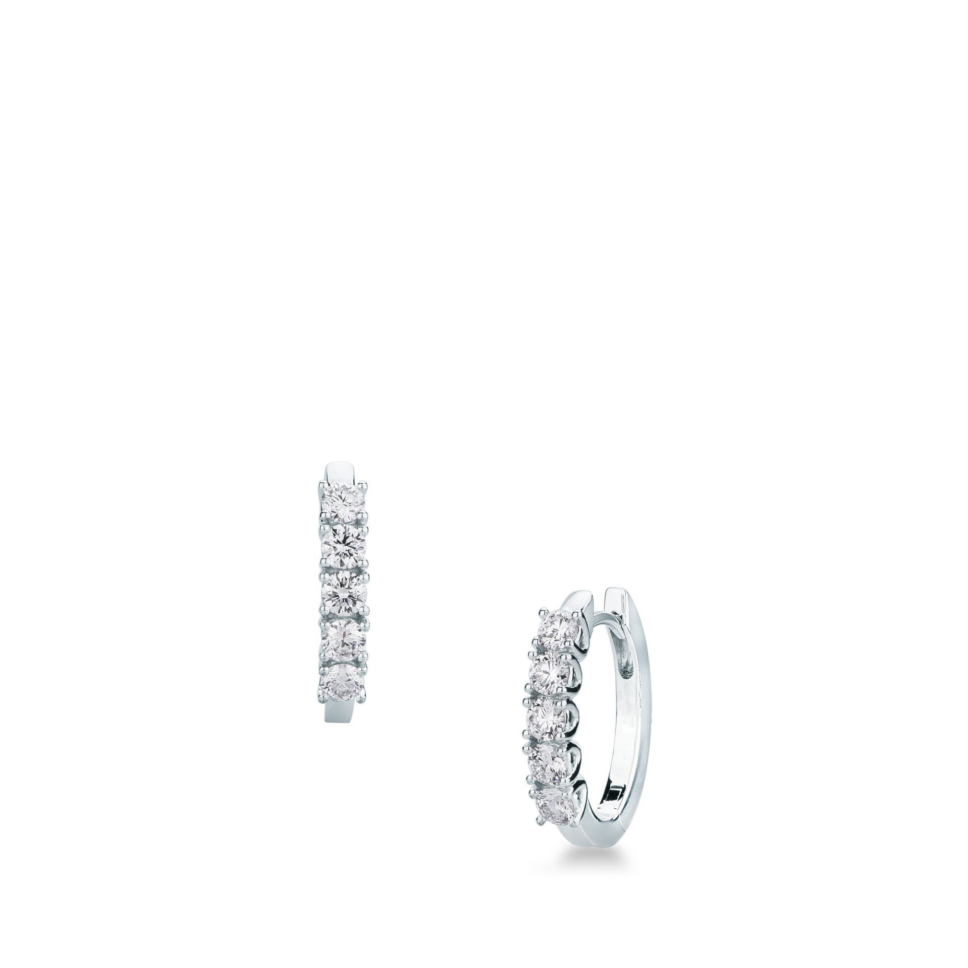 Pareja de pendientes de ballestilla con diamante en oro blanco