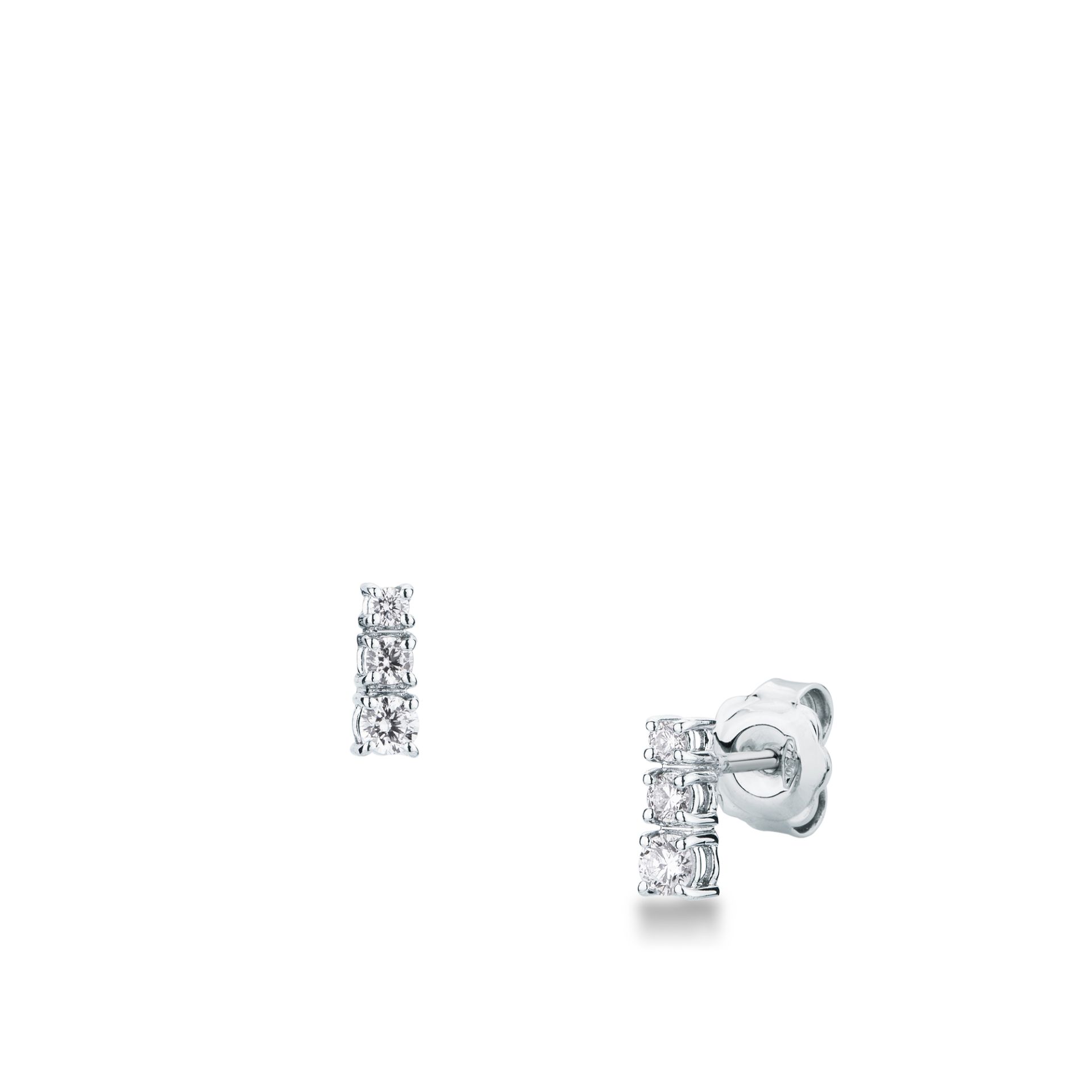 Pareja de pendientes de ballestilla con diamante en oro blanco