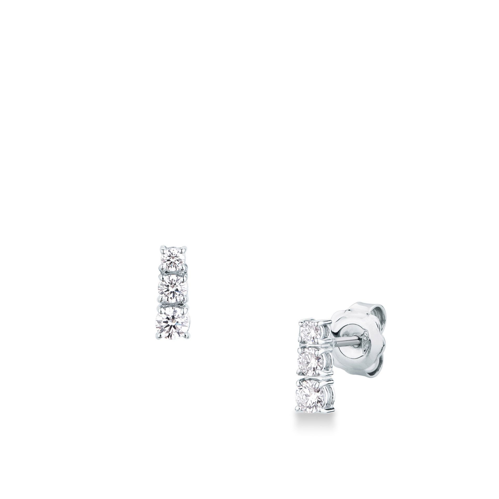 Pareja de pendientes de ballestilla con diamante en oro blanco