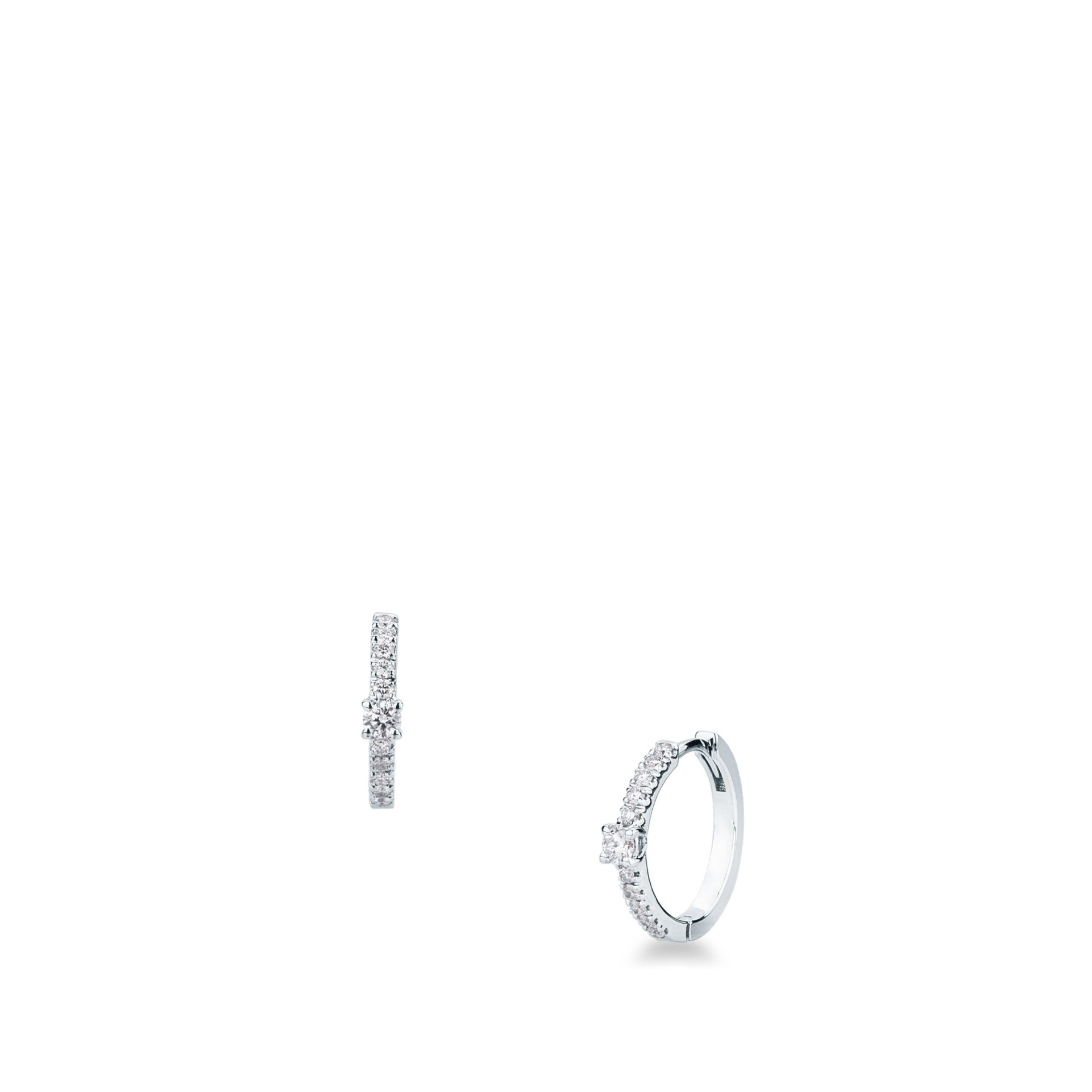 Pareja de pendientes de ballestilla con diamante en oro blanco