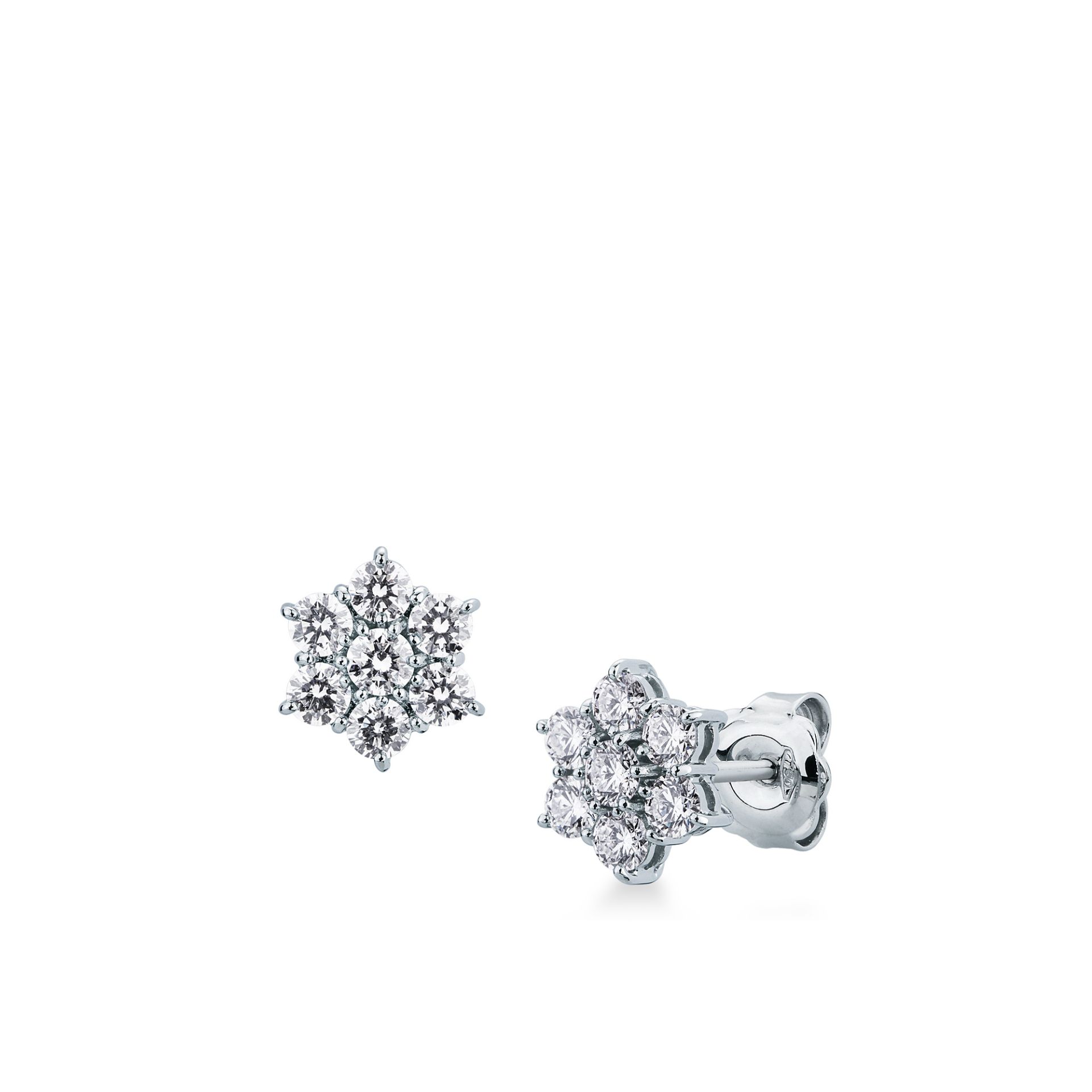 Pareja de pendientes de ballestilla con diamante en oro blanco
