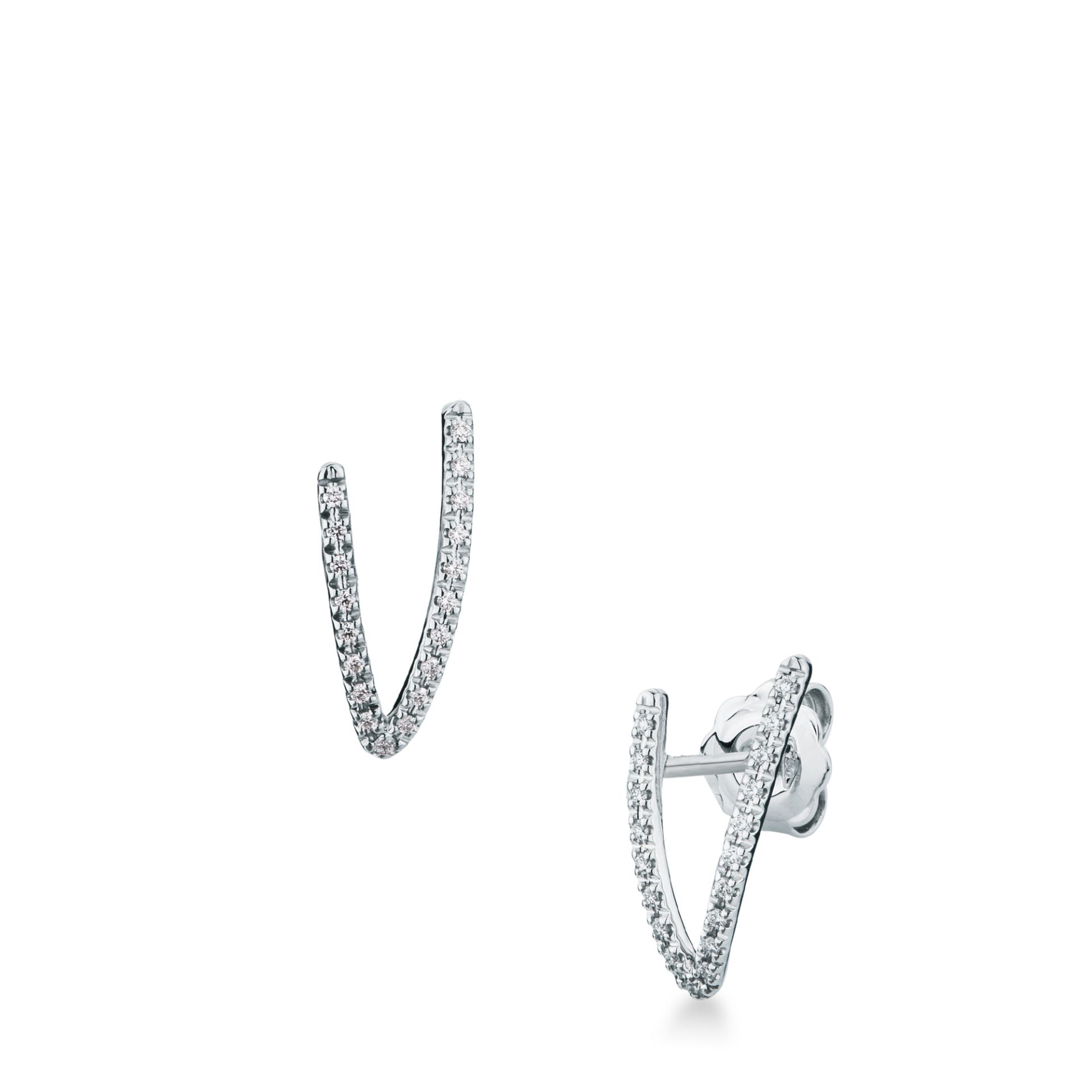 Pareja de pendientes de ballestilla con diamante en oro blanco