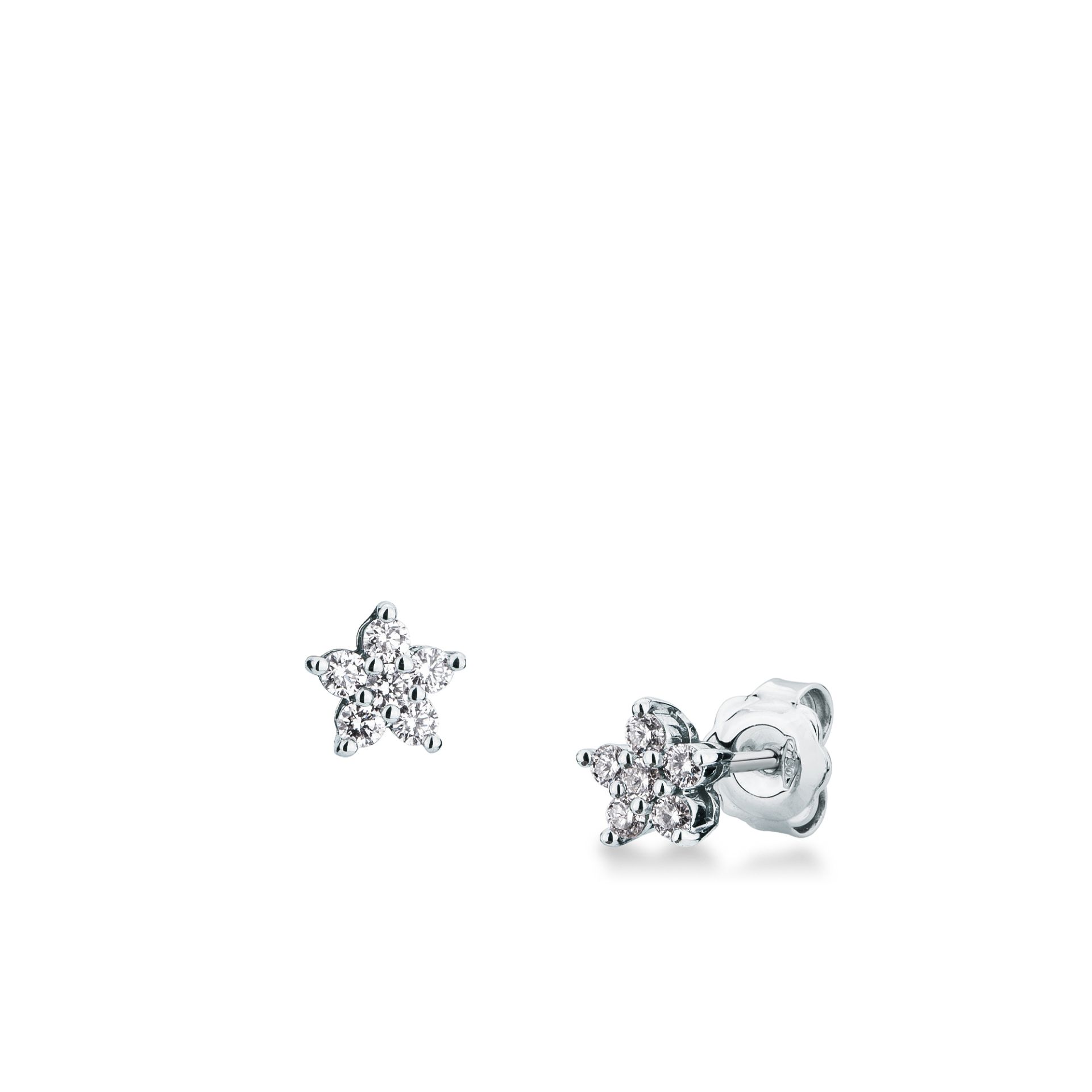 Pareja de pendientes de ballestilla con diamante en oro blanco