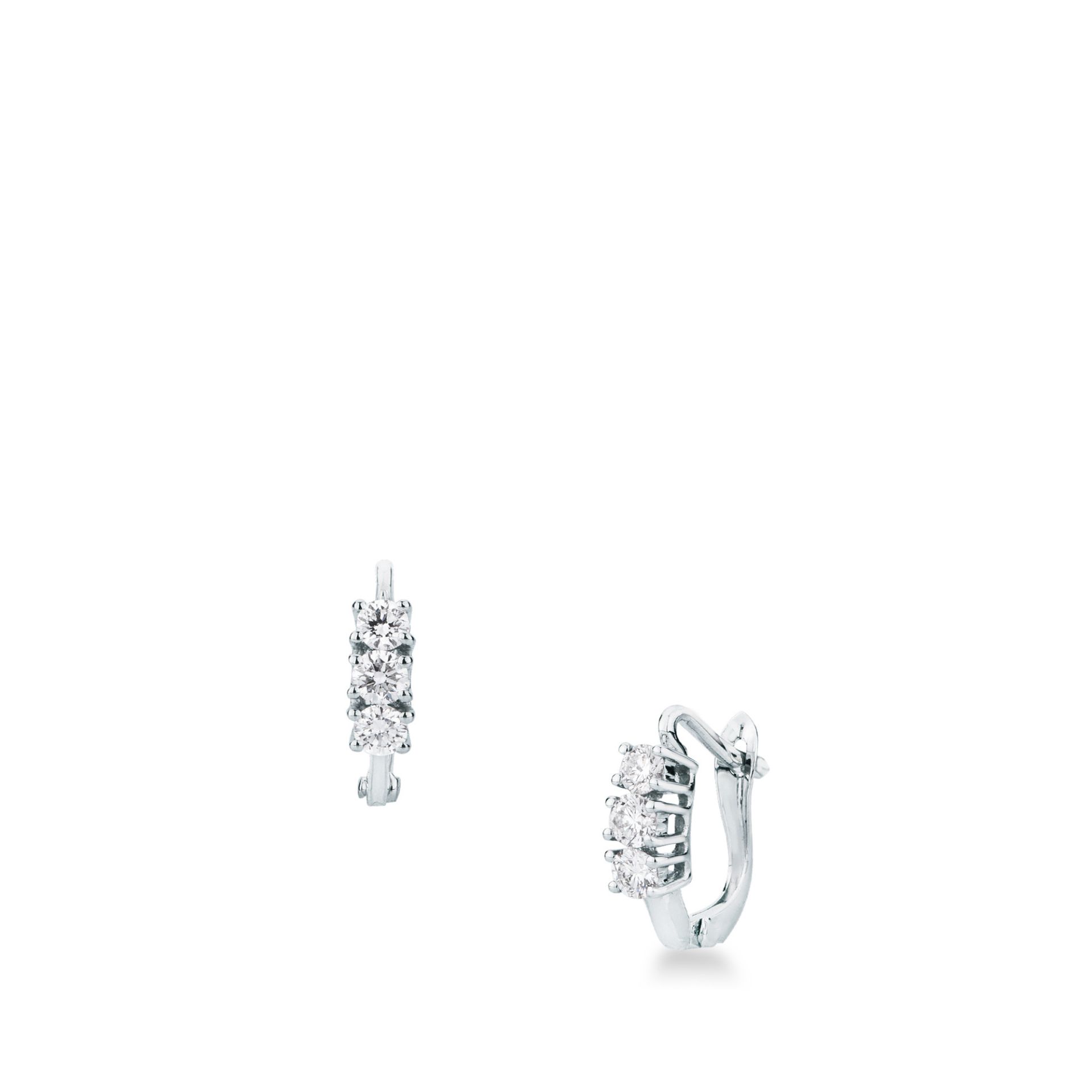 Pareja de pendientes gancho con muelle con diamante en oro blanco