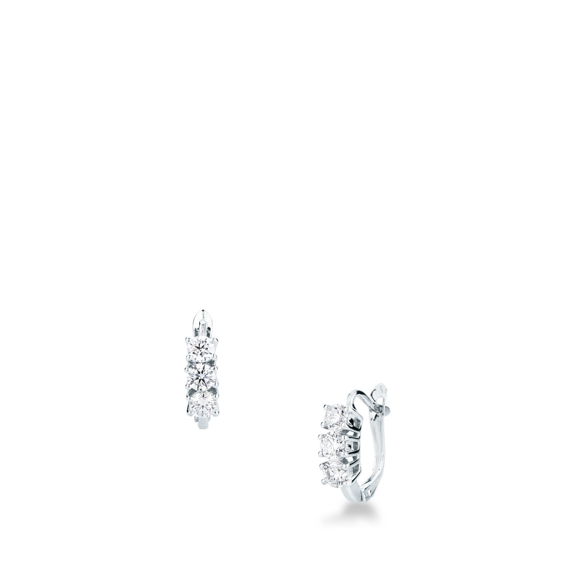 Pareja de pendientes gancho con muelle con diamante en oro blanco