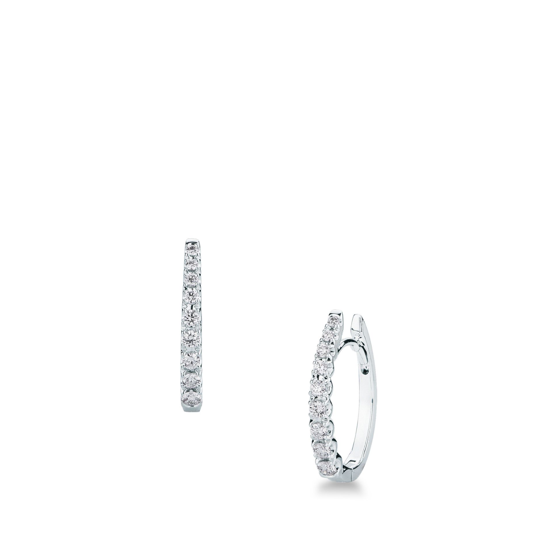 Pareja de pendientes de ballestilla con diamante en oro blanco