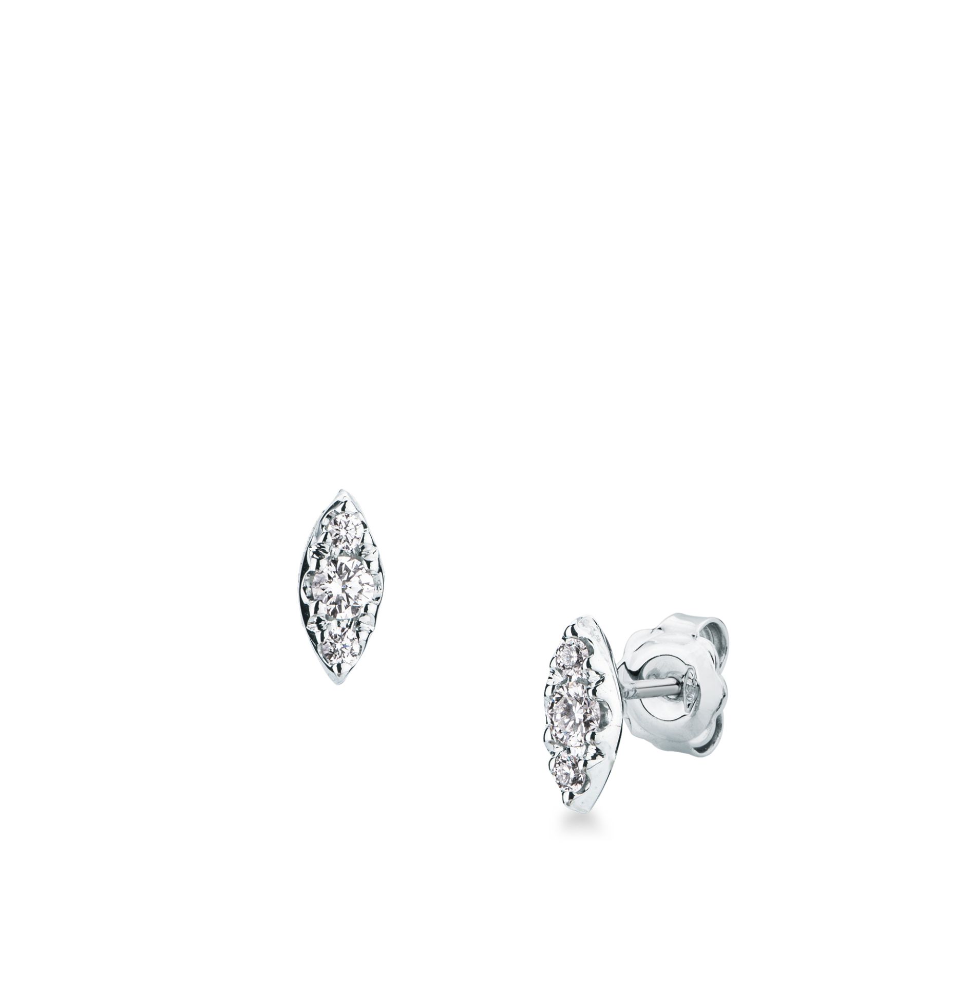 Paio Orecchini a scatto con Diamante in Oro Bianco