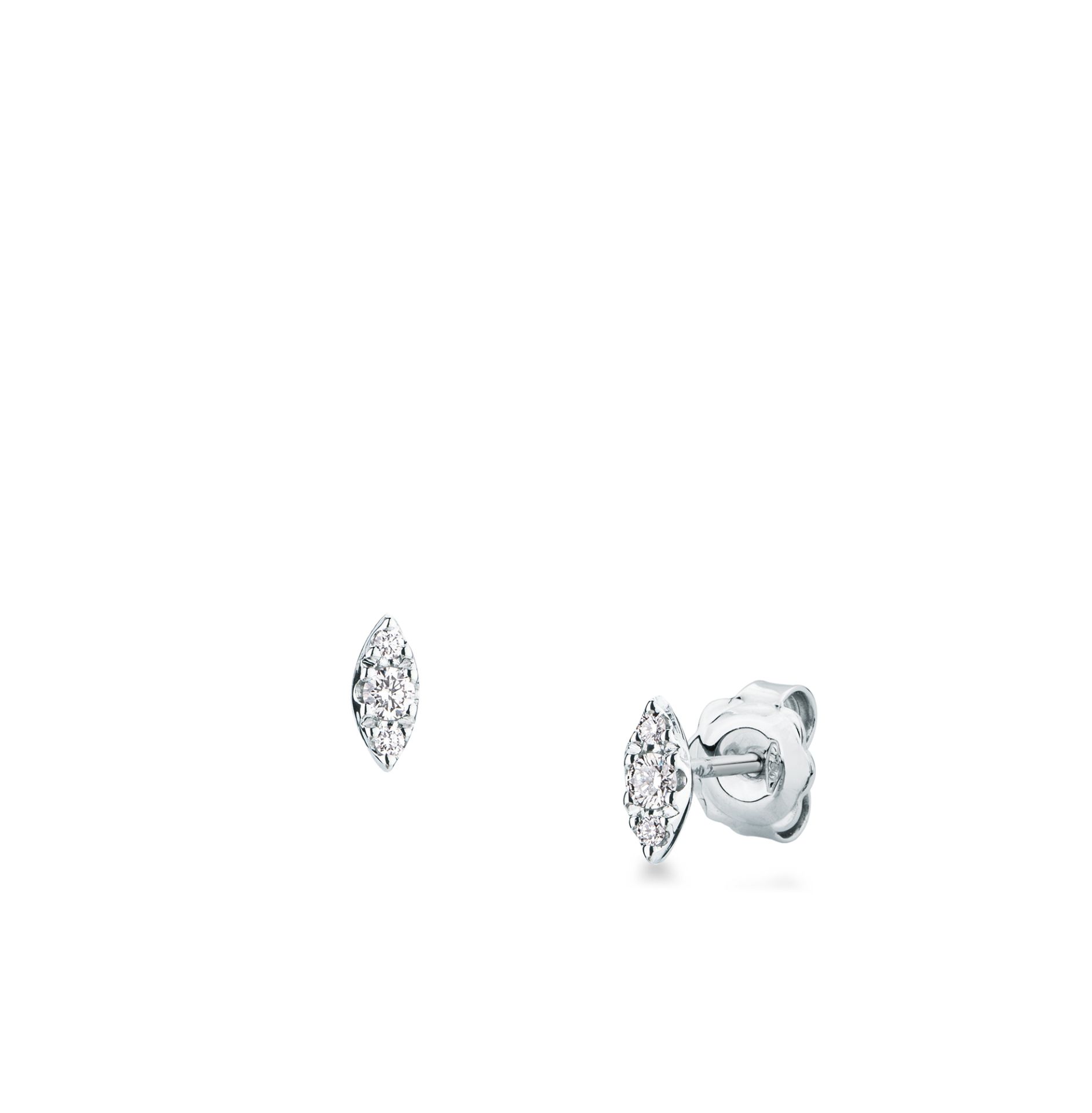 Paio Orecchini a scatto con Diamante in Oro Bianco
