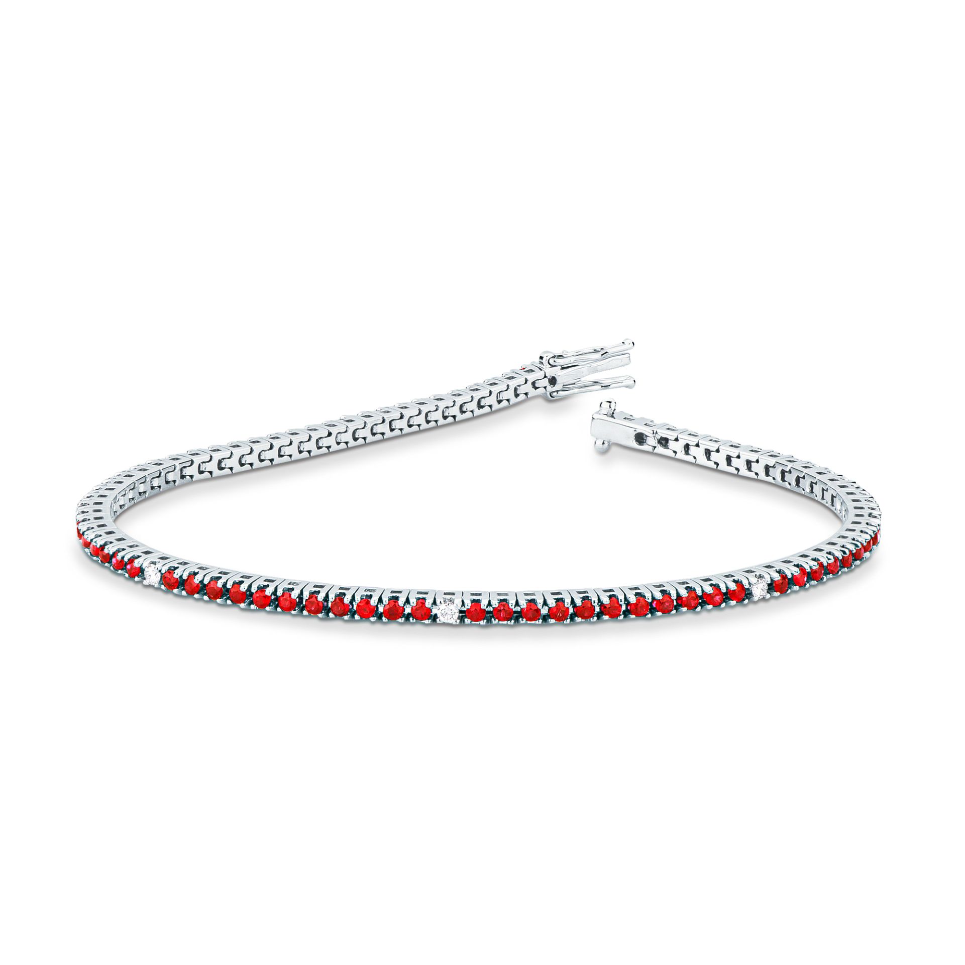 Pulsera con rubí y diamante en oro blanco