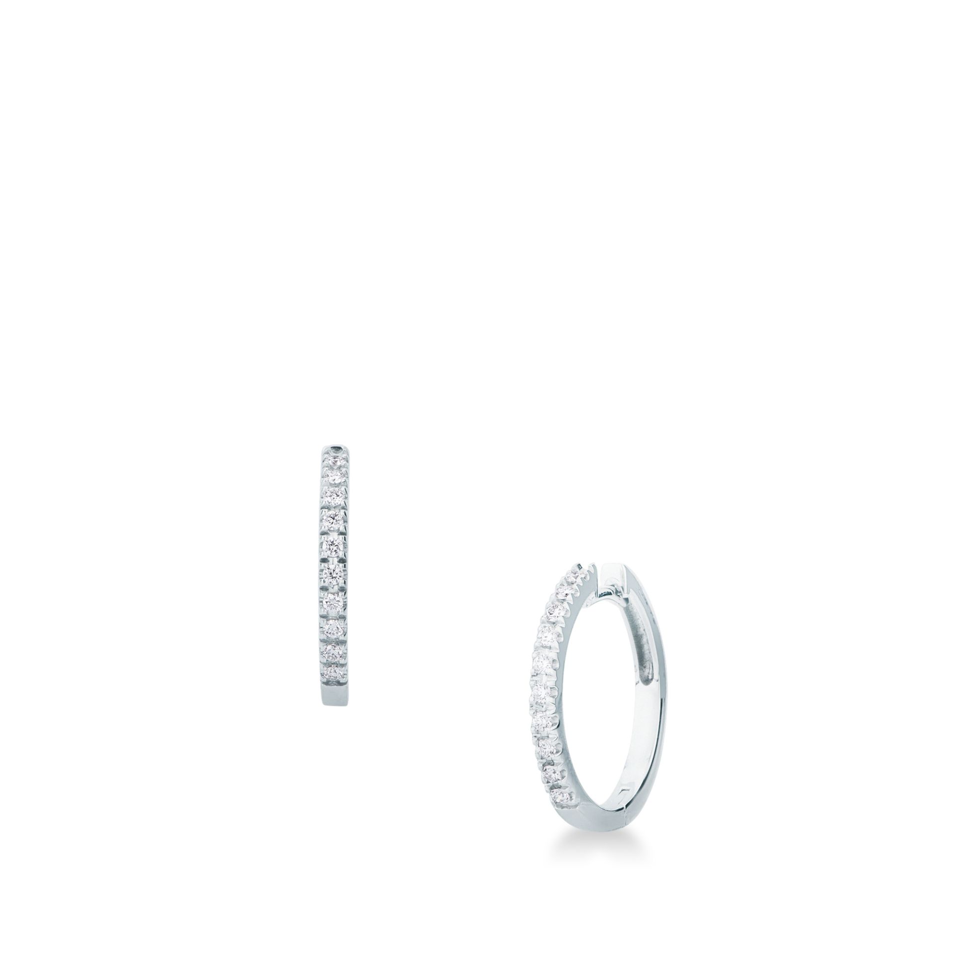 Paio Orecchini a scatto con Diamante in Oro Bianco