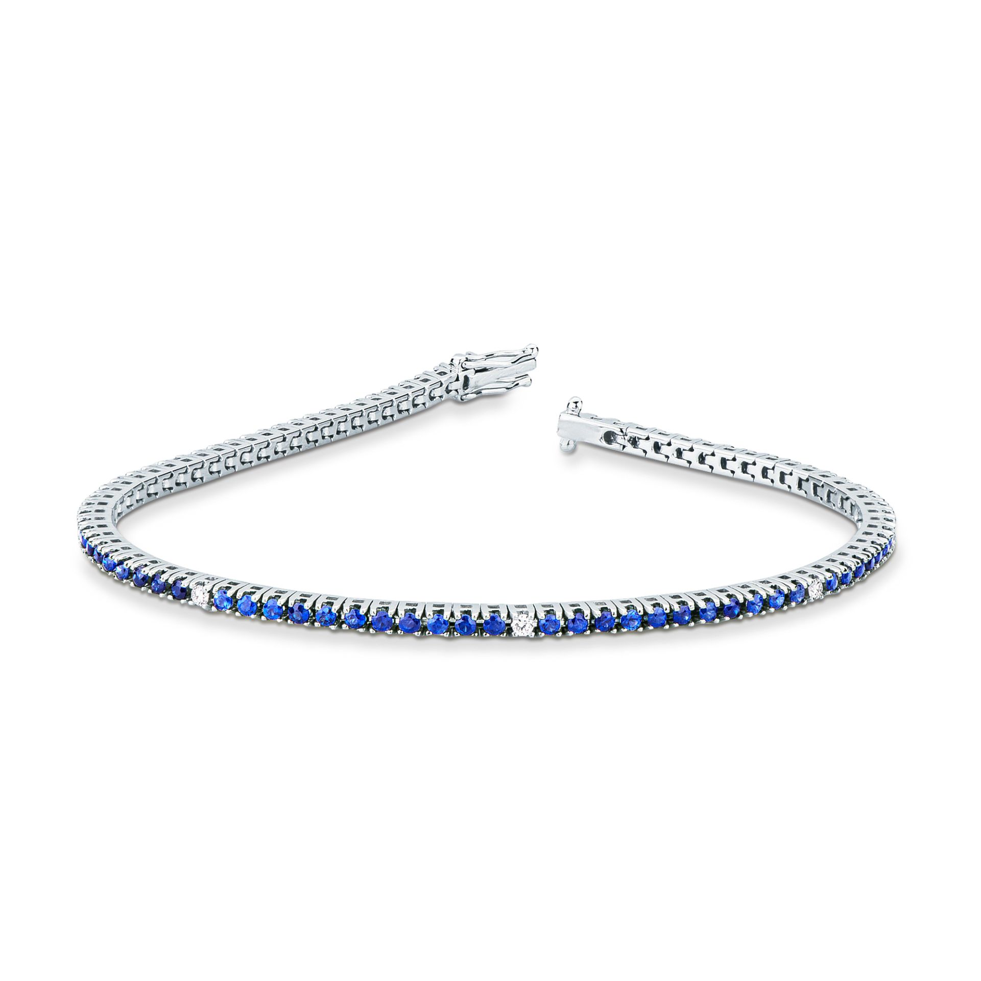 Pulsera con zafiro y diamante en oro blanco