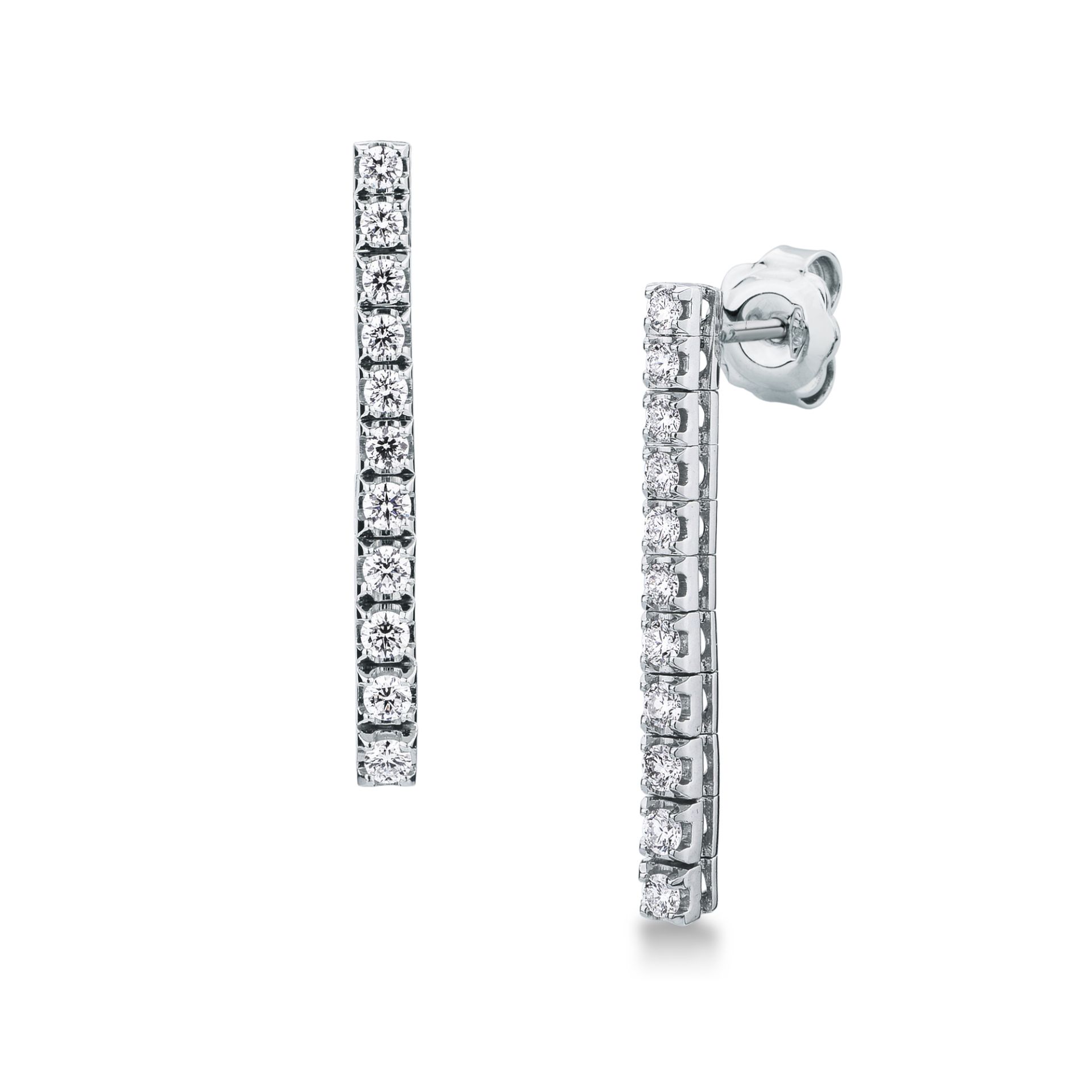 Pareja de pendientes de ballestilla con diamante en oro blanco