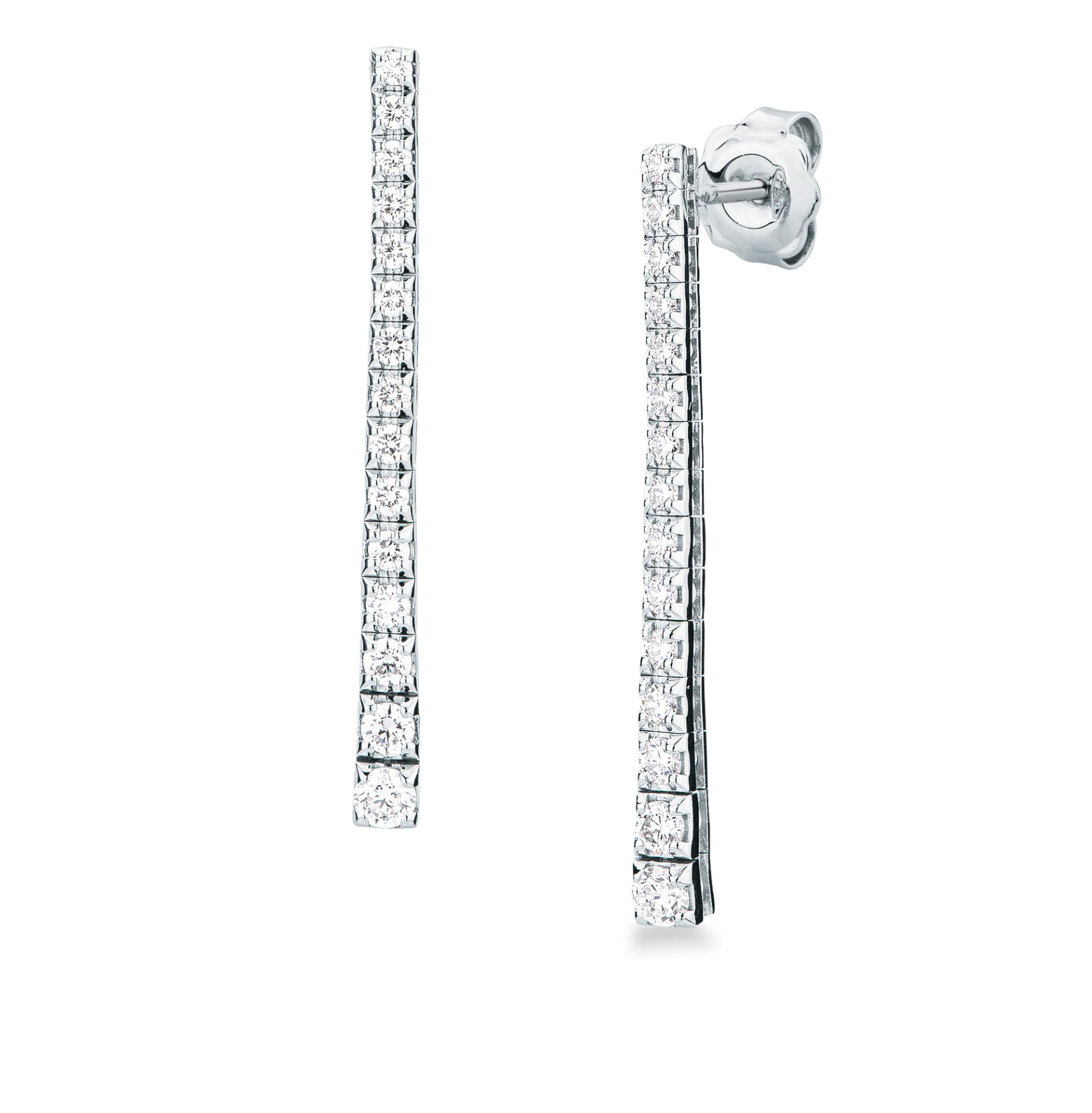 Pareja de pendientes de ballestilla con diamante en oro blanco