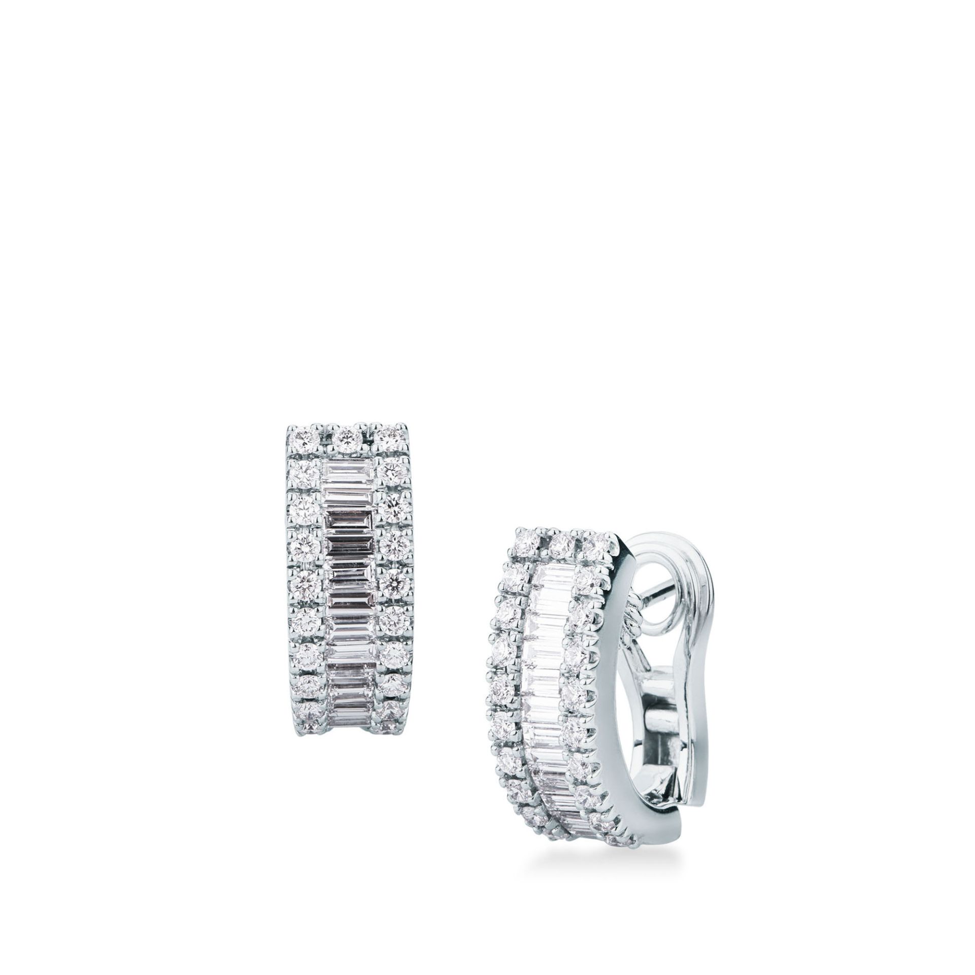 Pareja de pendientes de clip con diamante en oro blanco