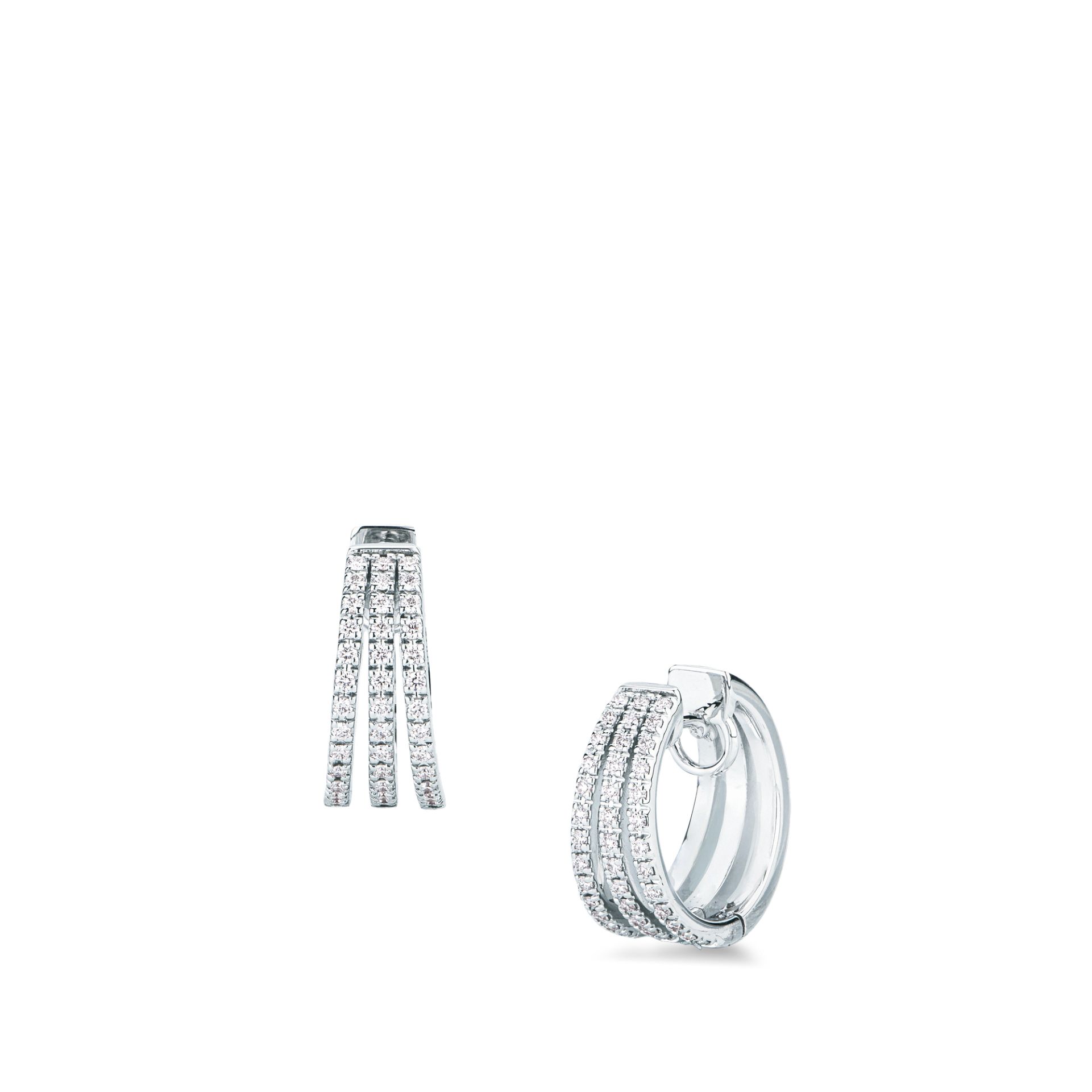 Pareja de pendientes de ballestilla con diamante en oro blanco