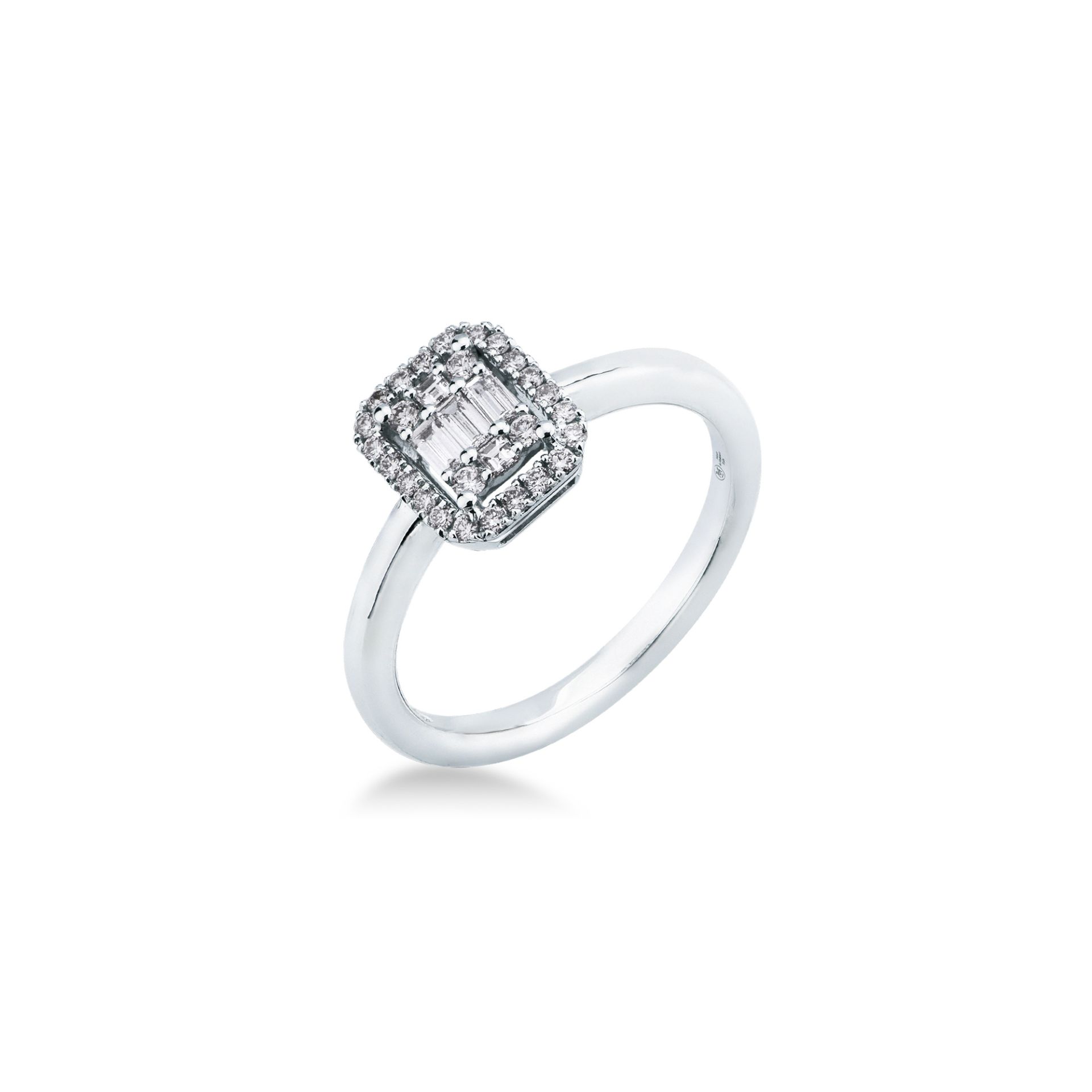 Anillo con diamante en oro blanco