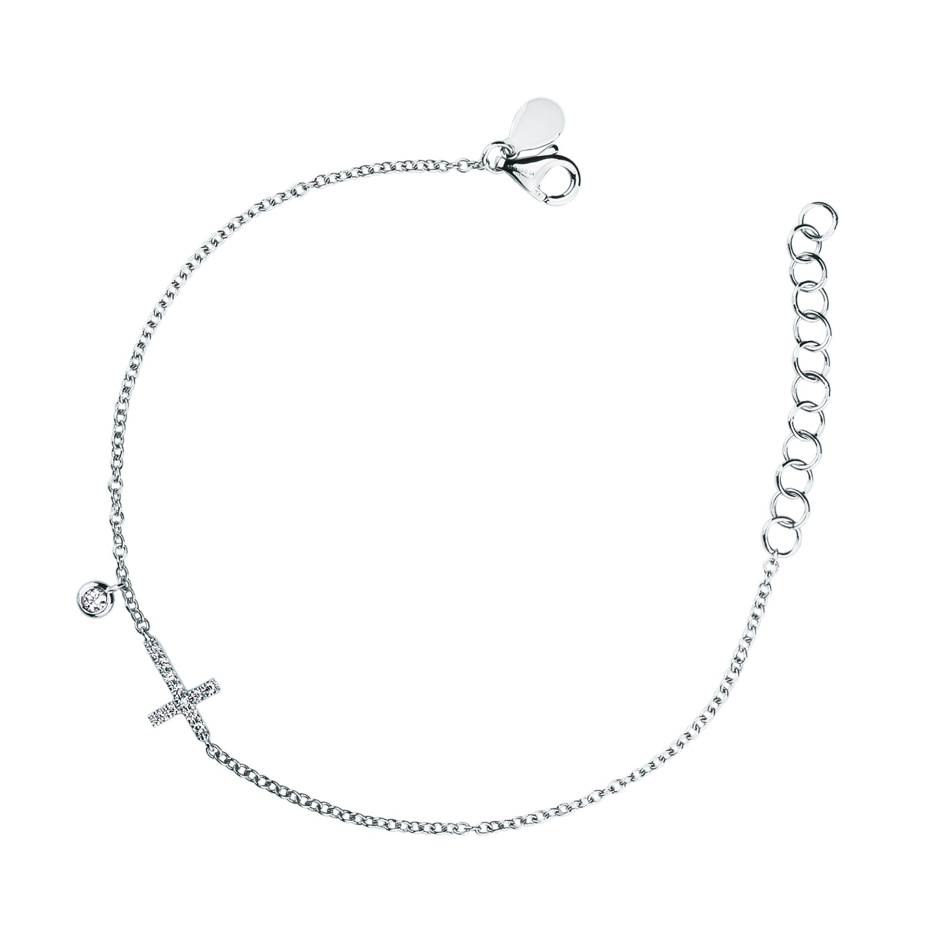 Pulsera con diamante en oro blanco