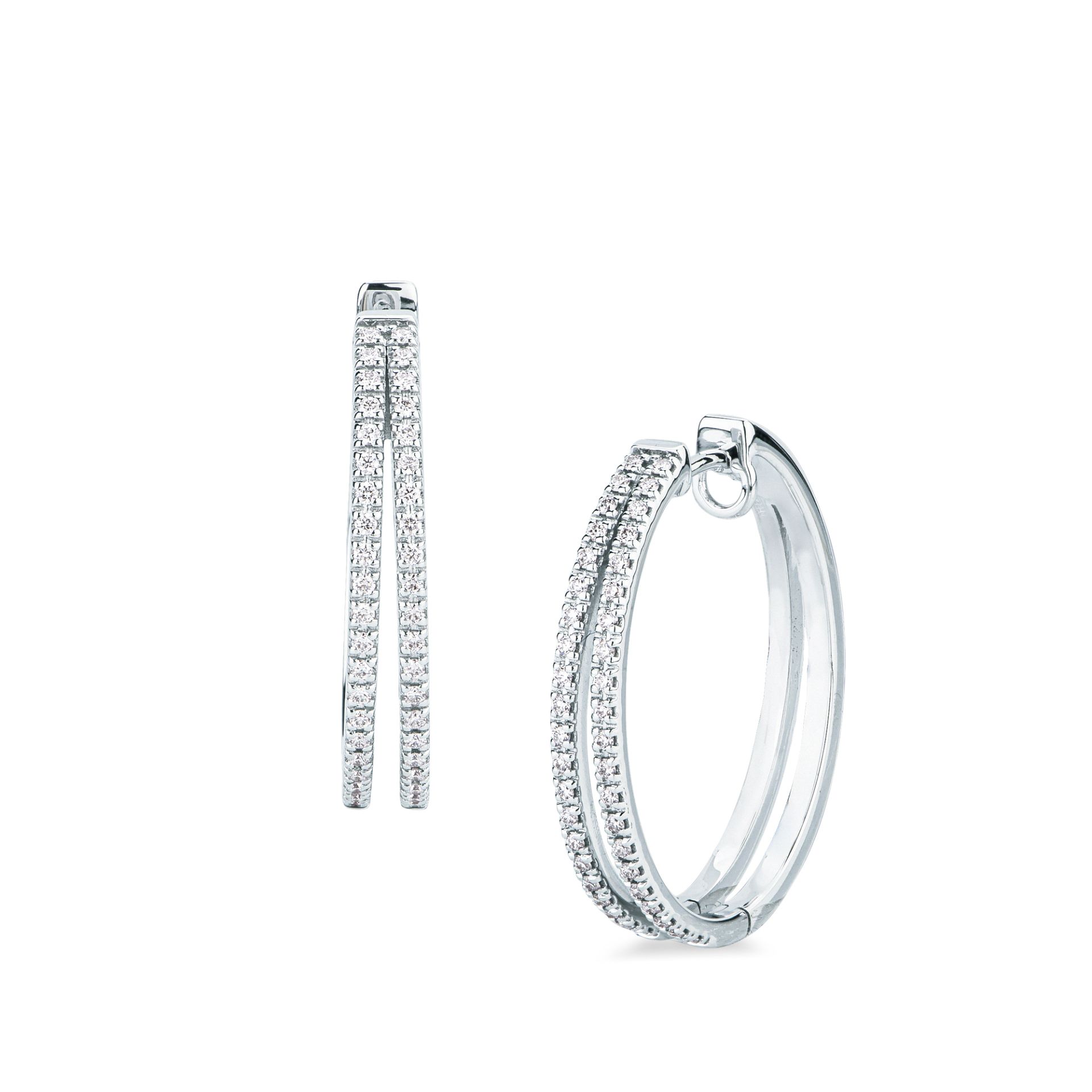 Pareja de pendientes de ballestilla con diamante en oro blanco