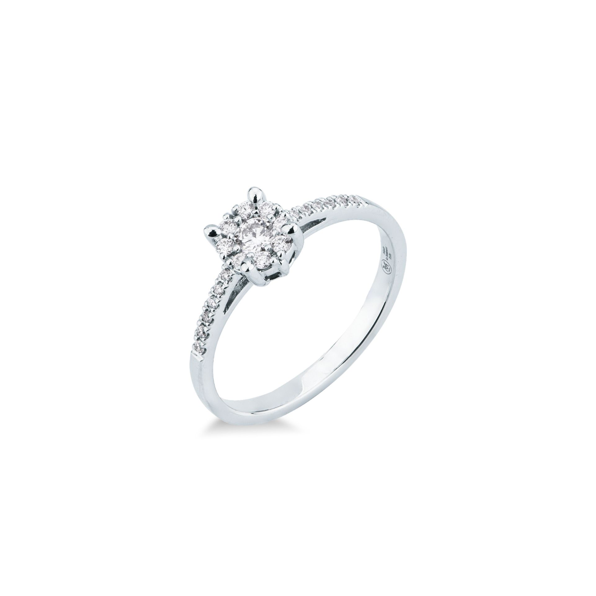 Anillo con diamante en oro blanco
