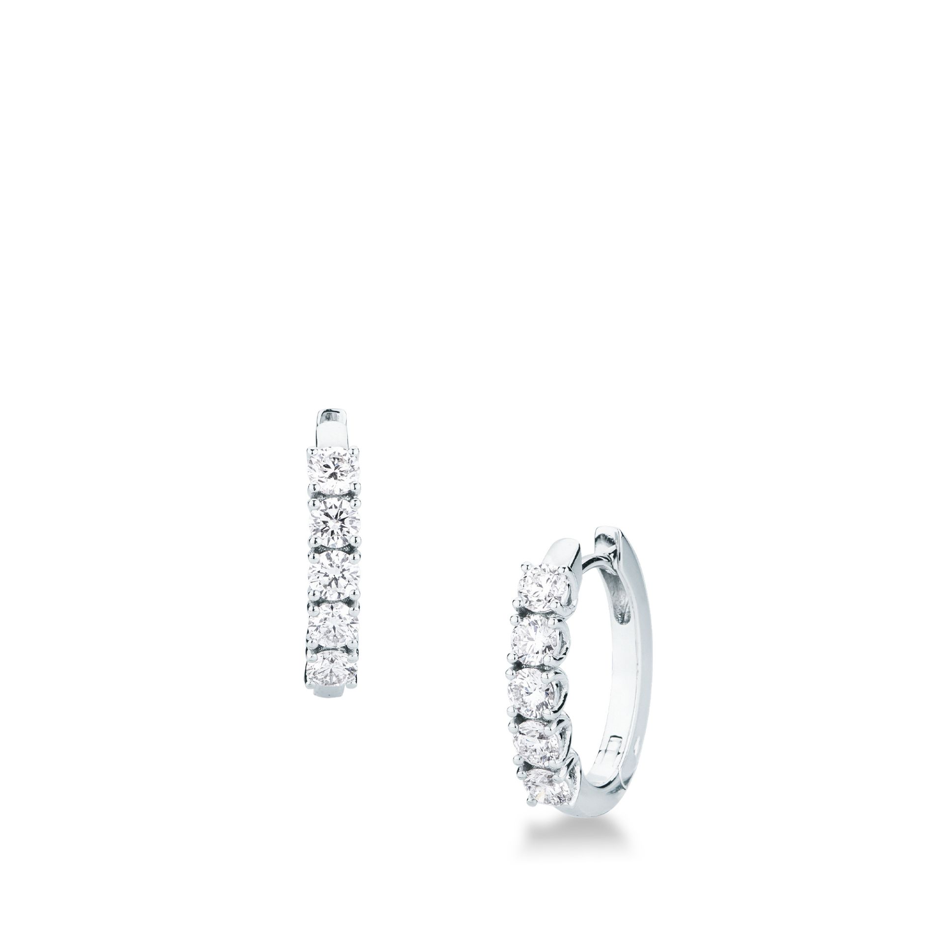 Pareja de pendientes de ballestilla con diamante en oro blanco
