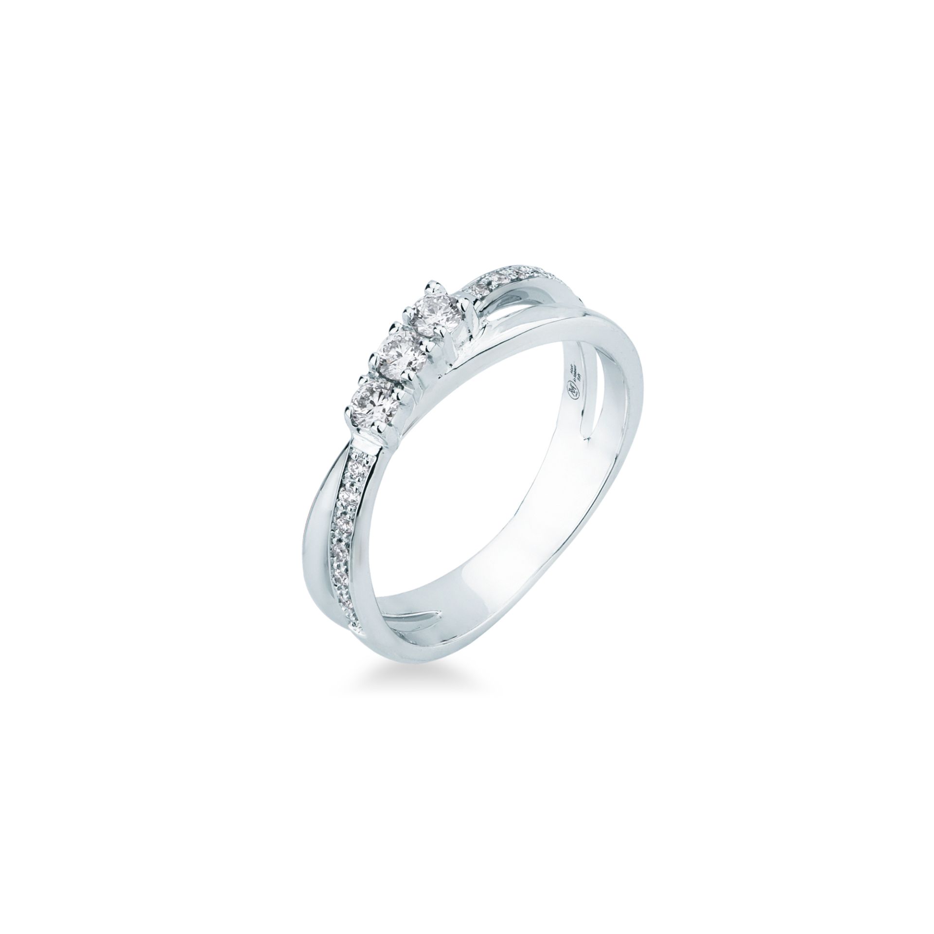 Anillo con diamante en oro blanco