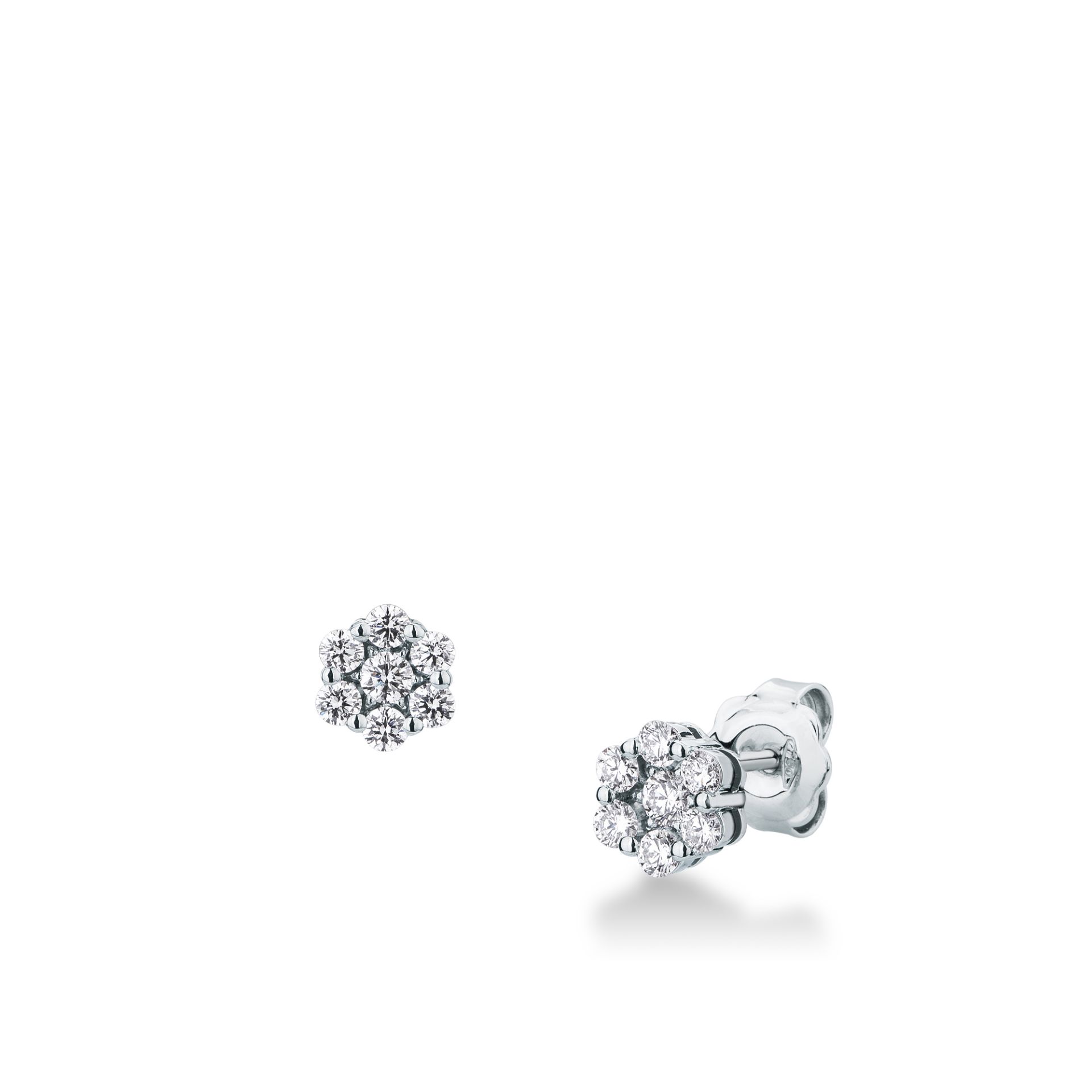 Paio Orecchini a scatto con Diamante in Oro Bianco