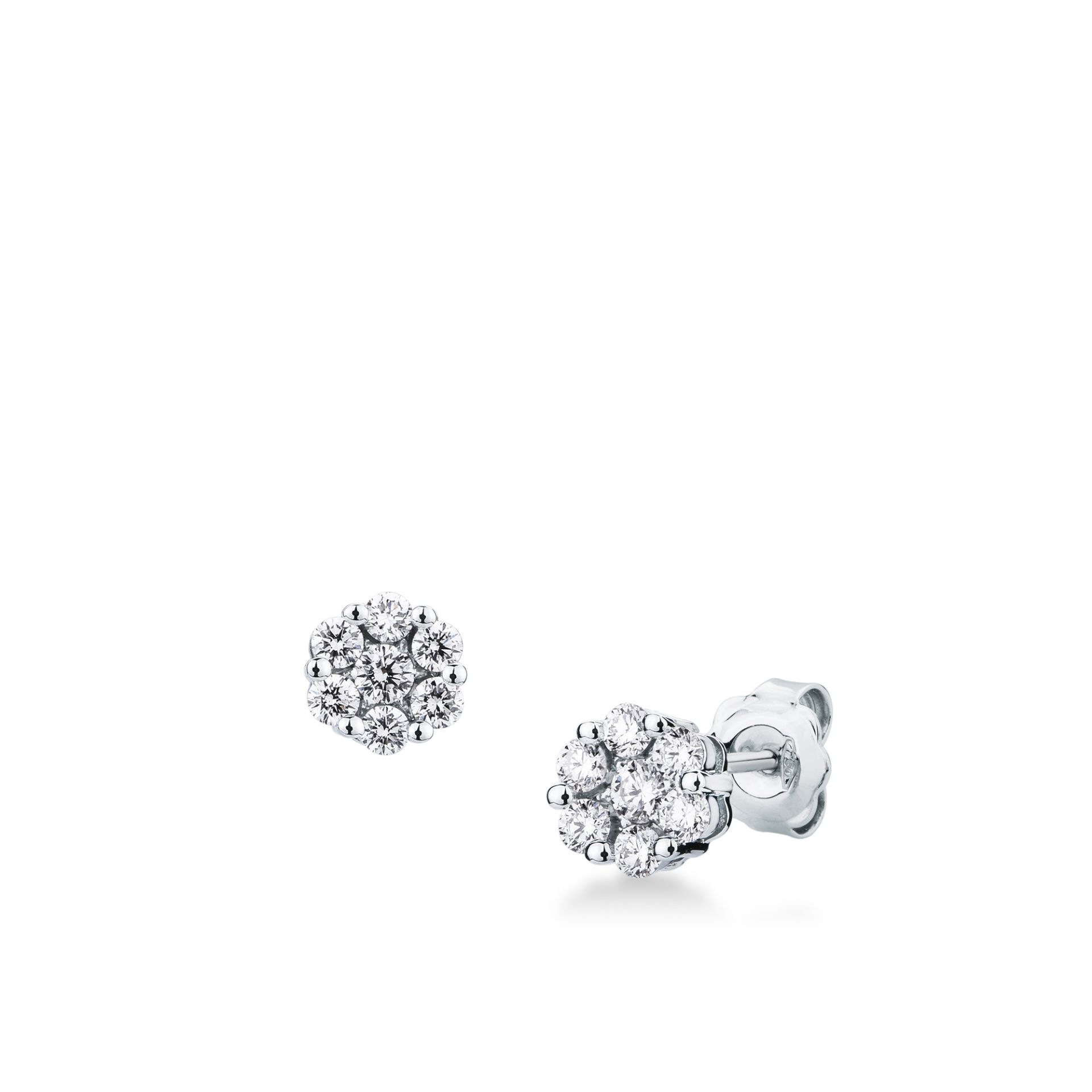 Pair of hinged earrings with diamond in white gold