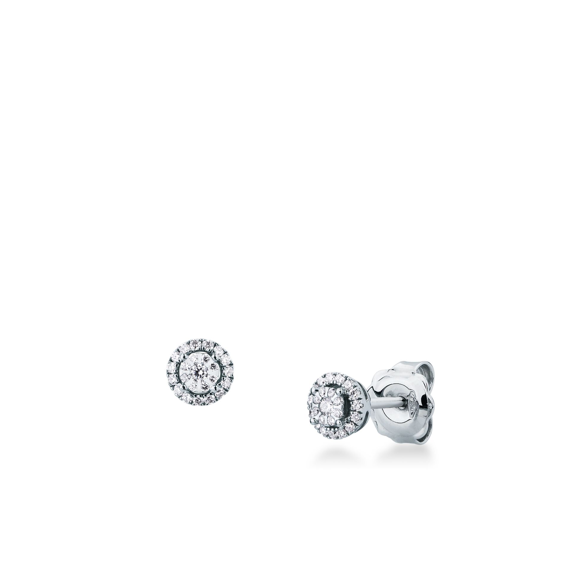 Paio Orecchini a scatto con Diamante in Oro Bianco