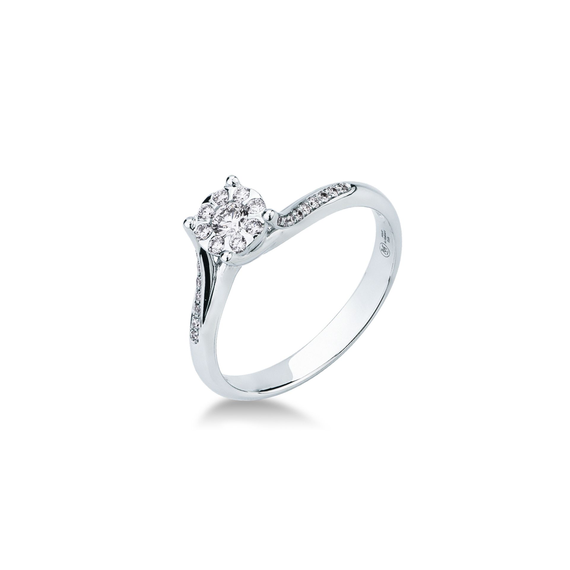 Ring with diamond in white gold