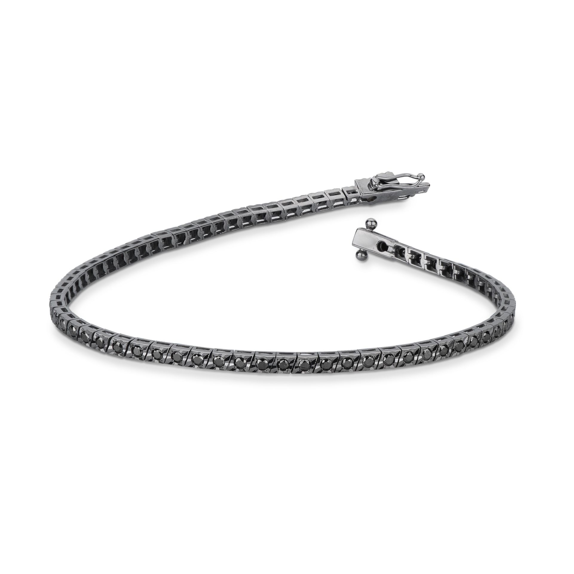Men's white gold bracelet with a black diamond