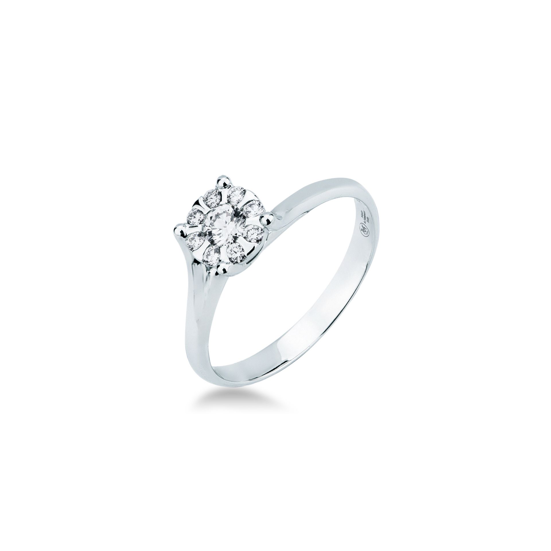 Ring with diamond in white gold
