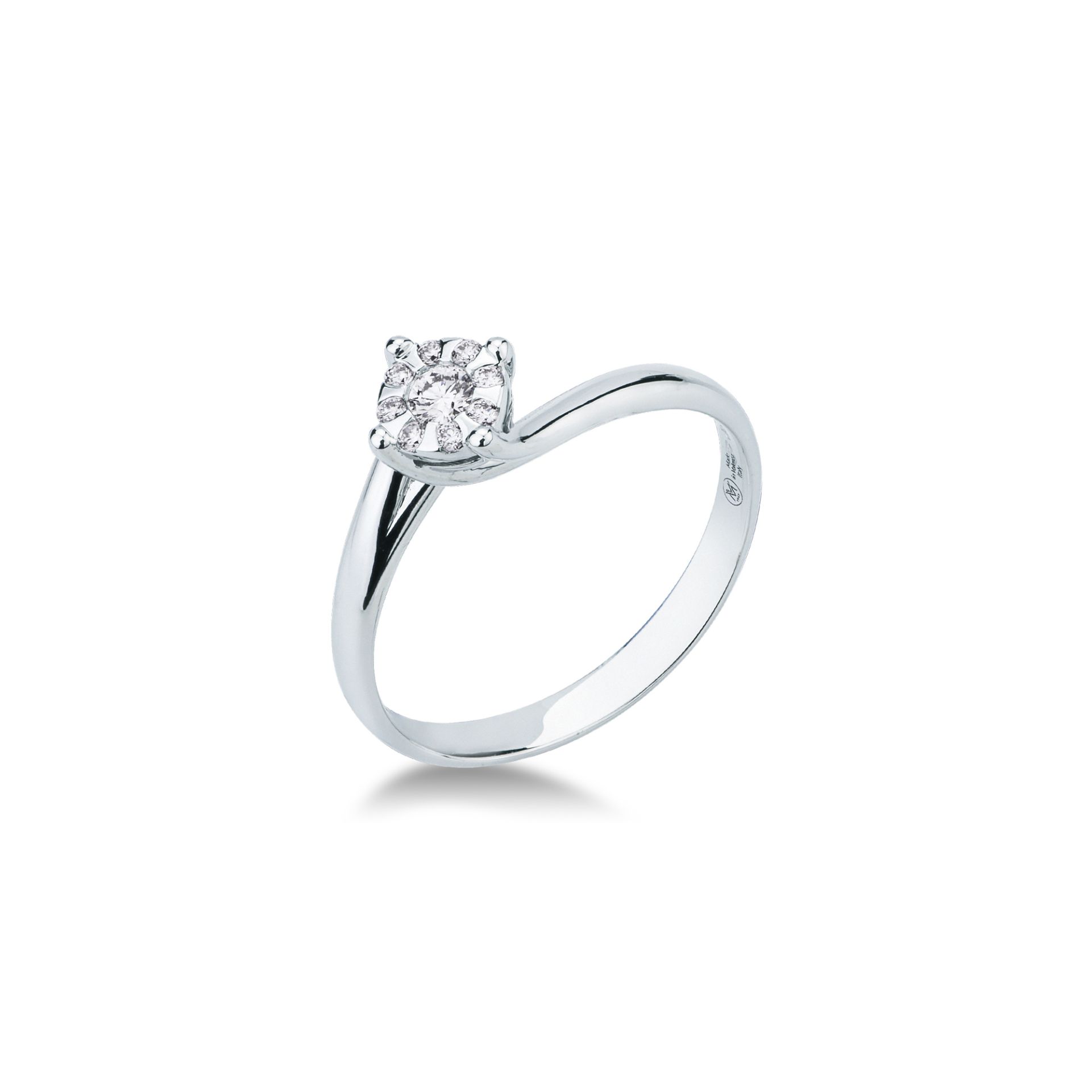Ring with diamond in white gold