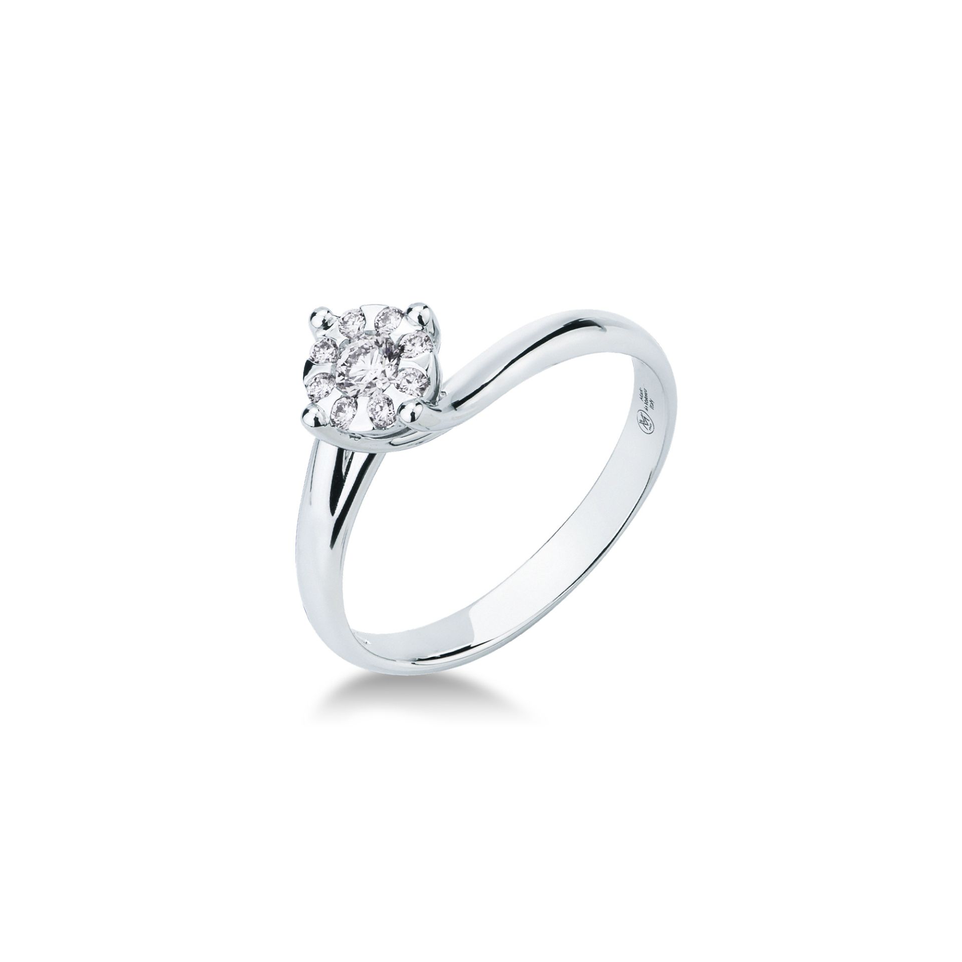 Anillo con diamante en oro blanco