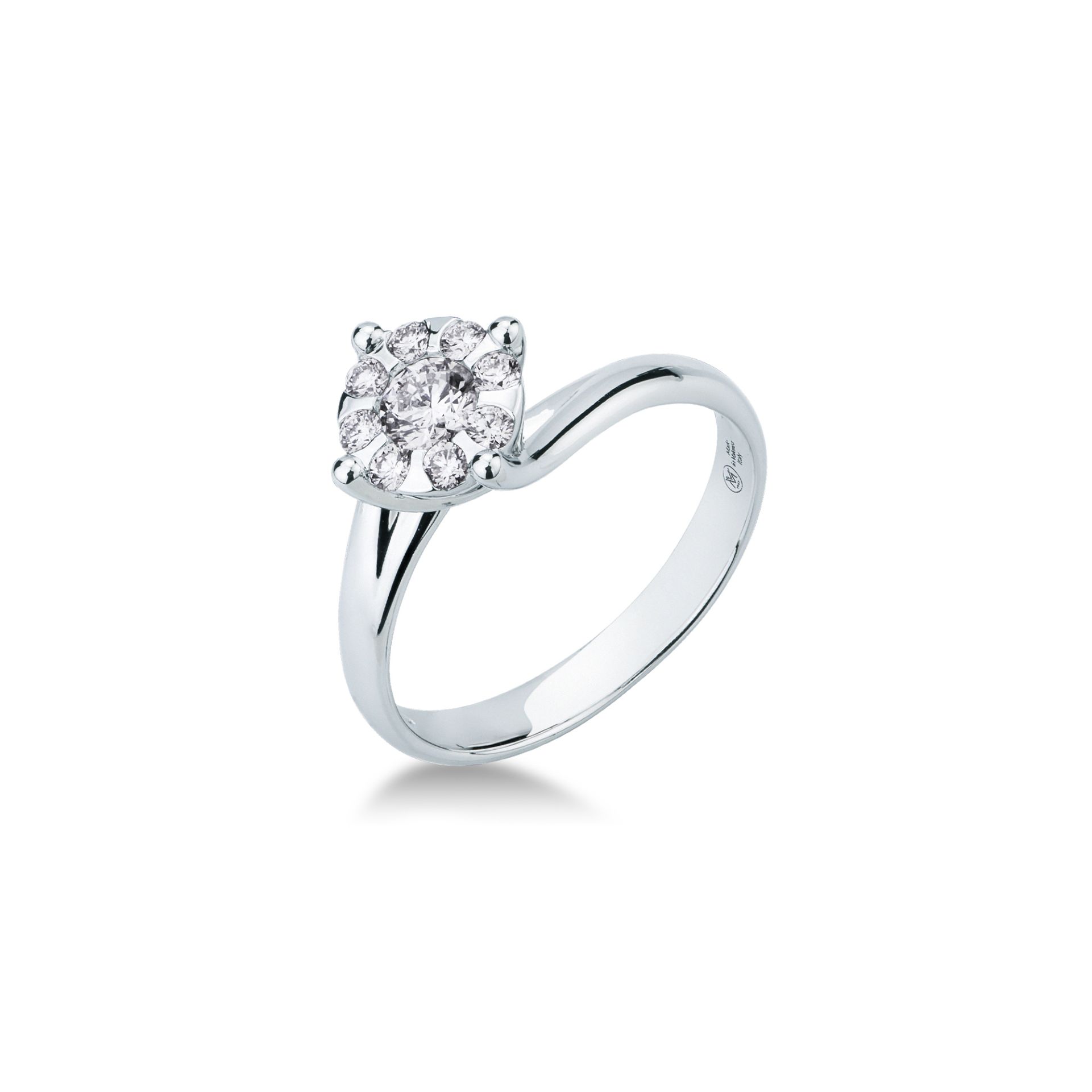 Ring with diamond in white gold